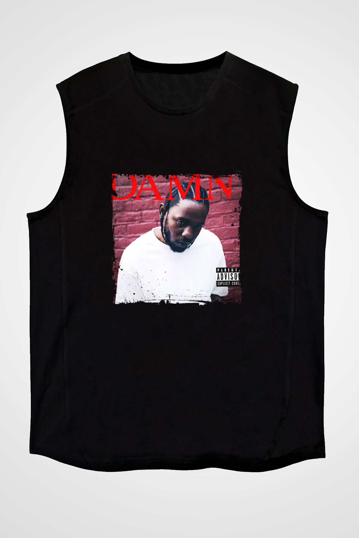 Kendrick Lamar Baskılı Unisex Siyah Kolsuz Tişört
