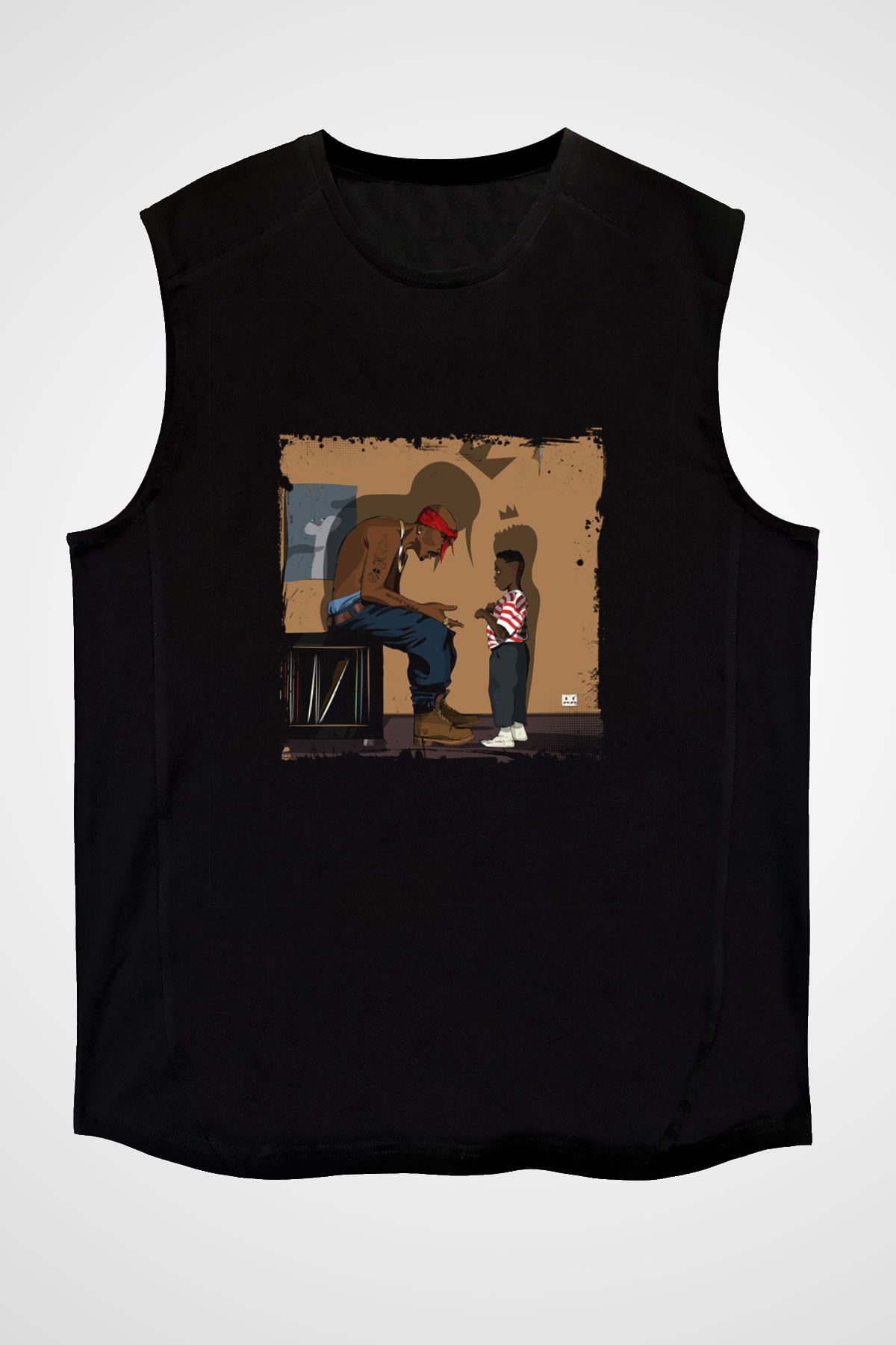 Kendrick Lamar Baskılı Unisex Siyah Kolsuz Tişört