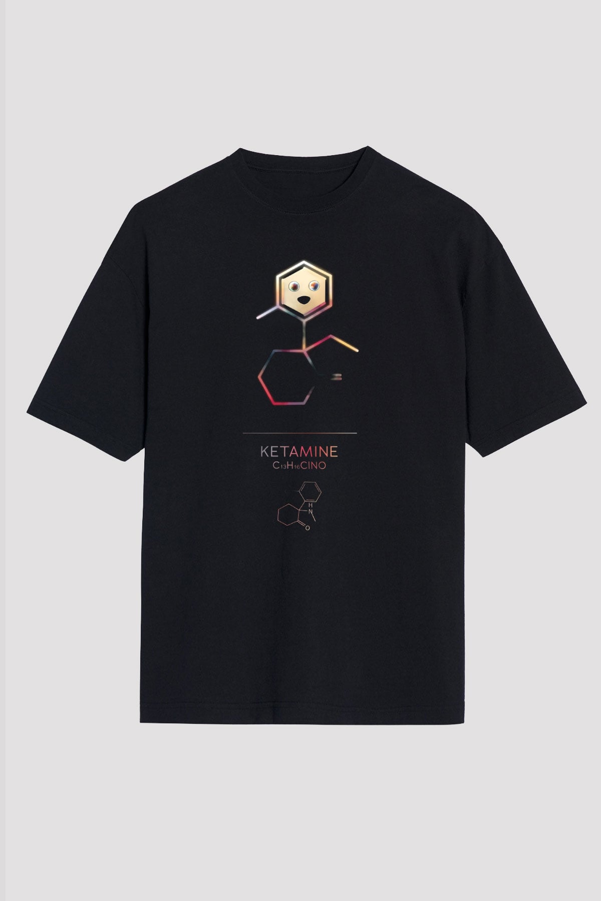 Ketamin Molekülü Baskılı Unisex Oversize Tişört - Tshirt