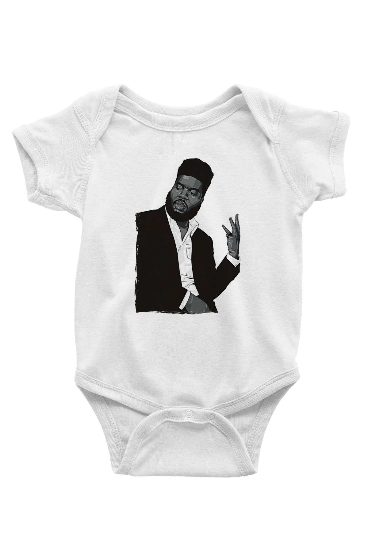 Khalid Baskılı Beyaz Unisex Bebek Body - Zıbın