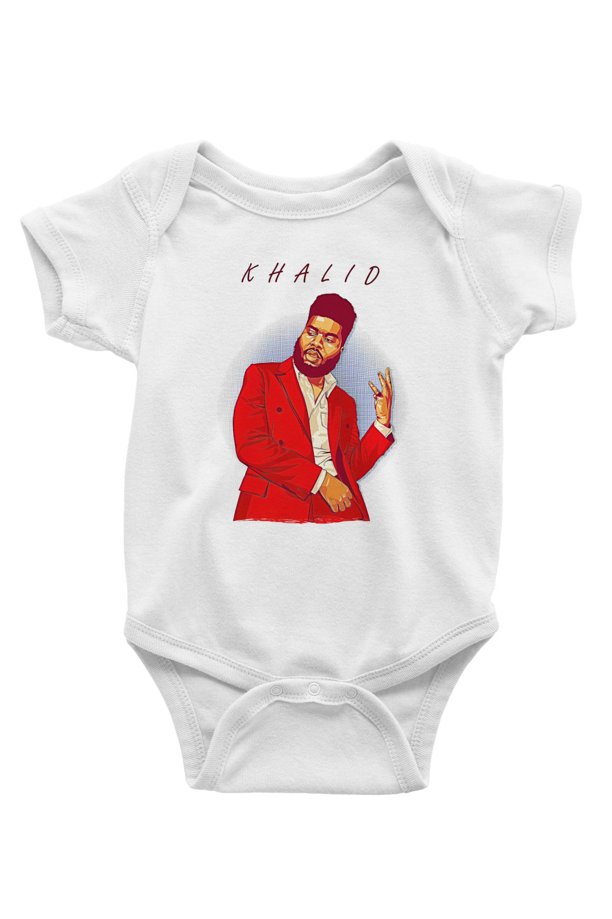 Khalid Baskılı Beyaz Unisex Bebek Body - Zıbın