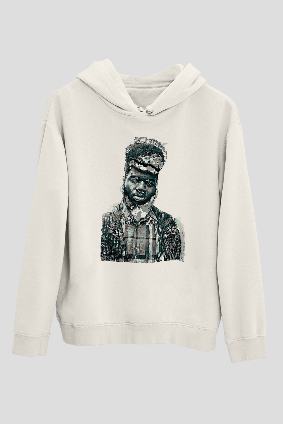 Khalid Baskılı Beyaz Unisex Kapüşonlu Sweatshirt