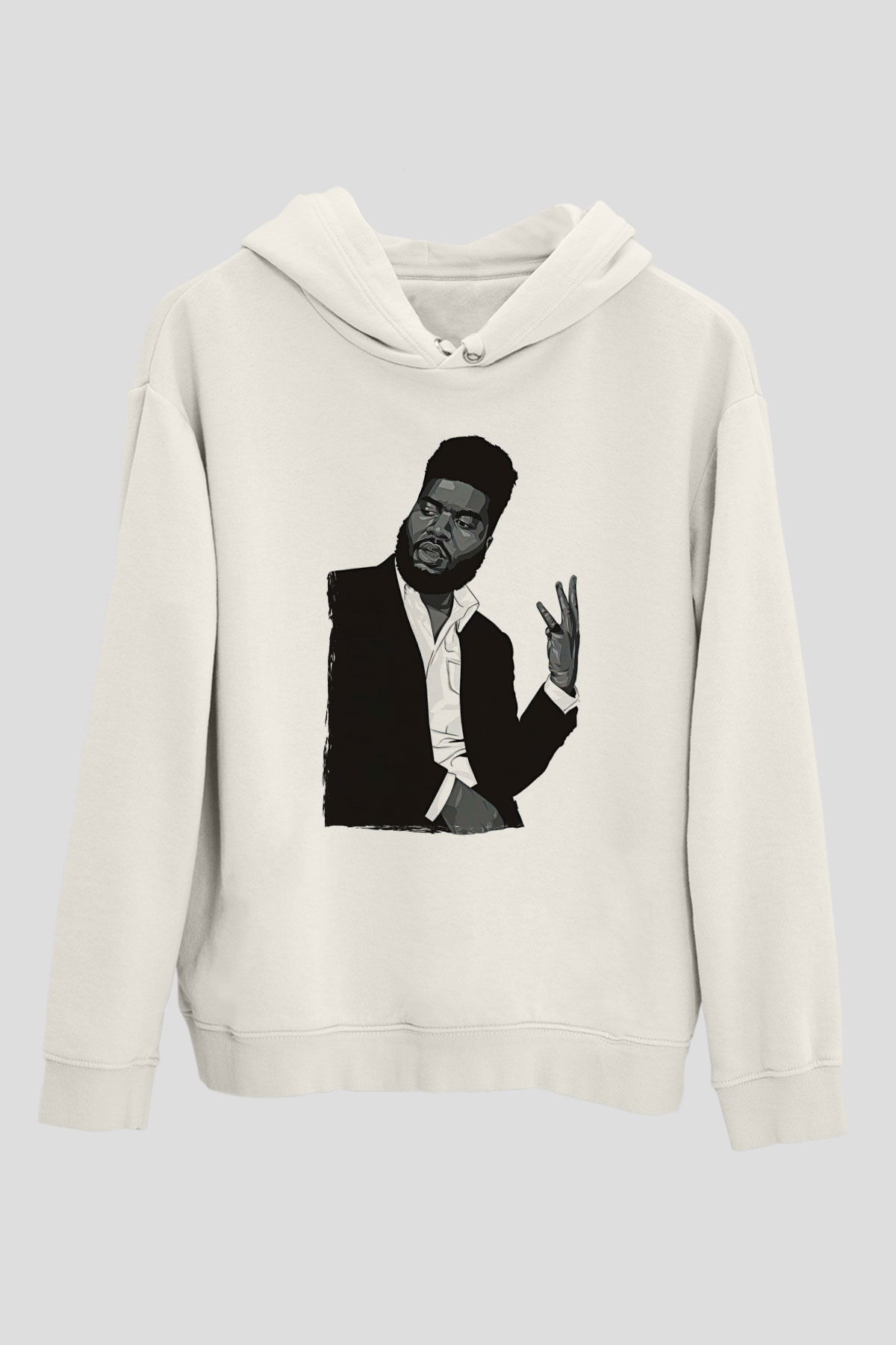 Khalid Baskılı Beyaz Unisex Kapüşonlu Sweatshirt