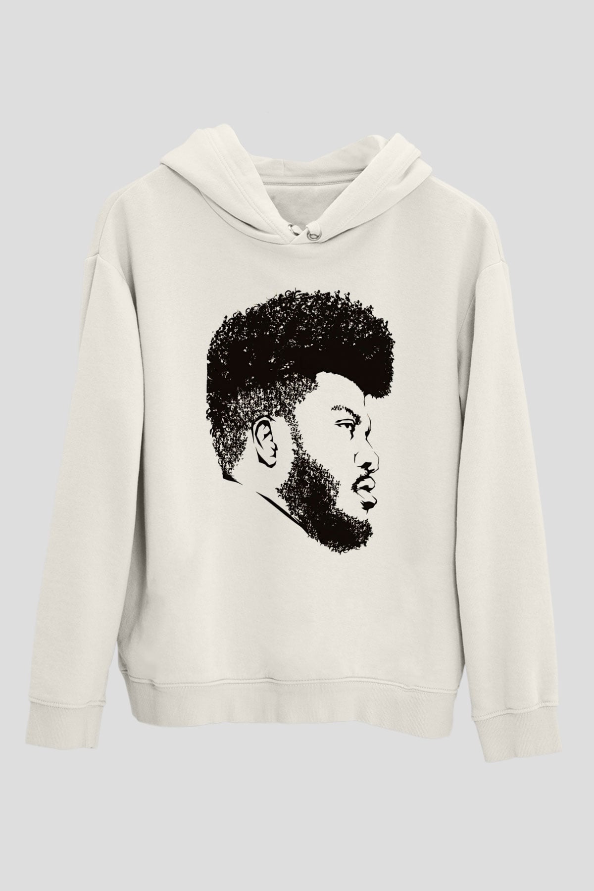 Khalid Baskılı Beyaz Unisex Kapüşonlu Sweatshirt