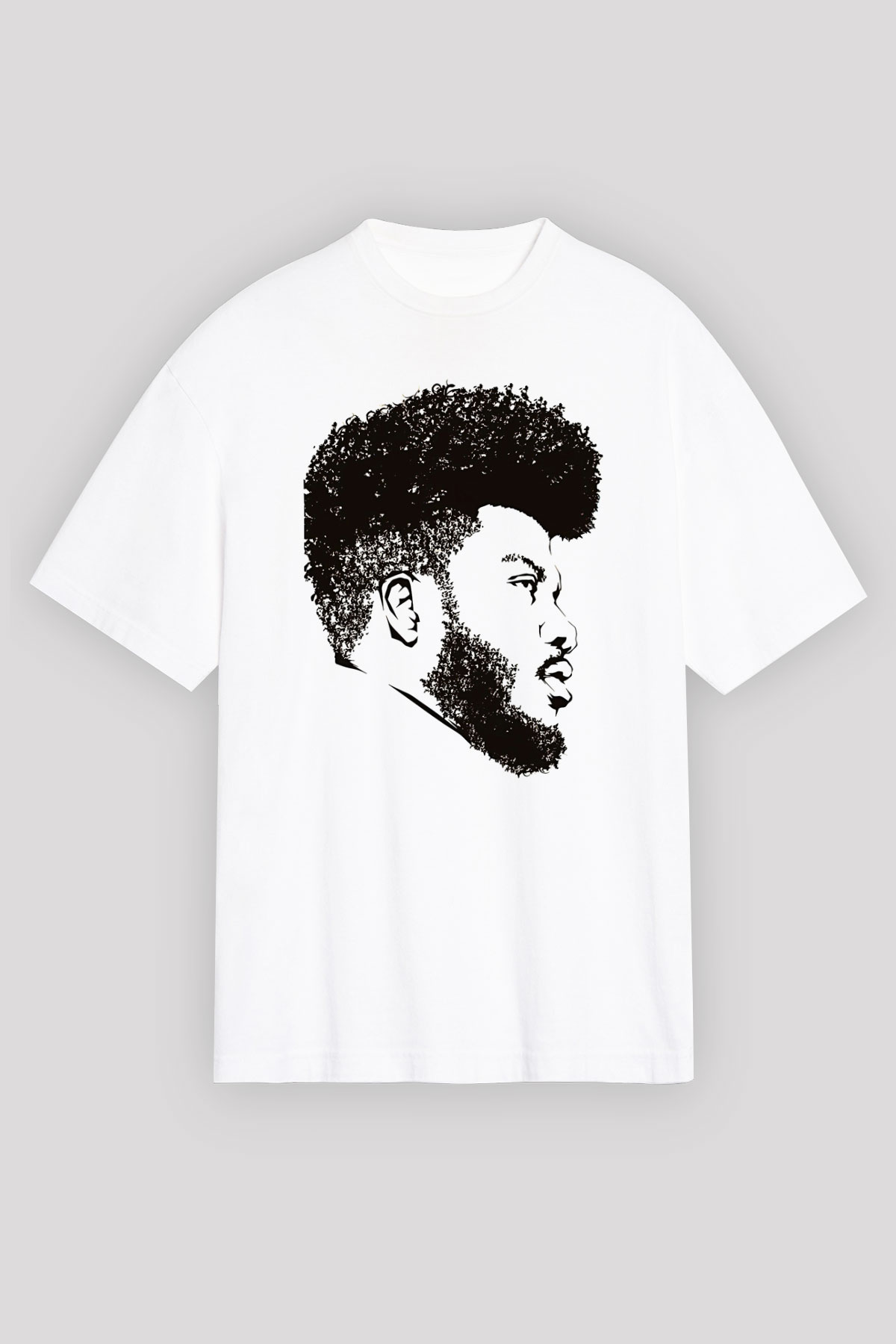 Khalid Baskılı Beyaz Unisex Oversize Tişört - Tshirt