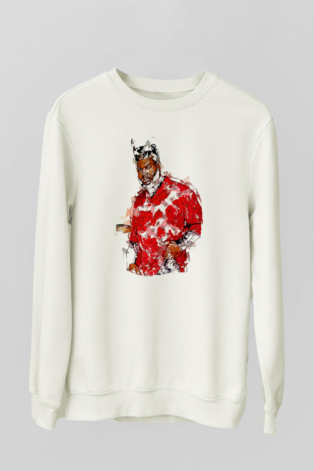 Khalid Baskılı Beyaz Unisex Sweatshirt