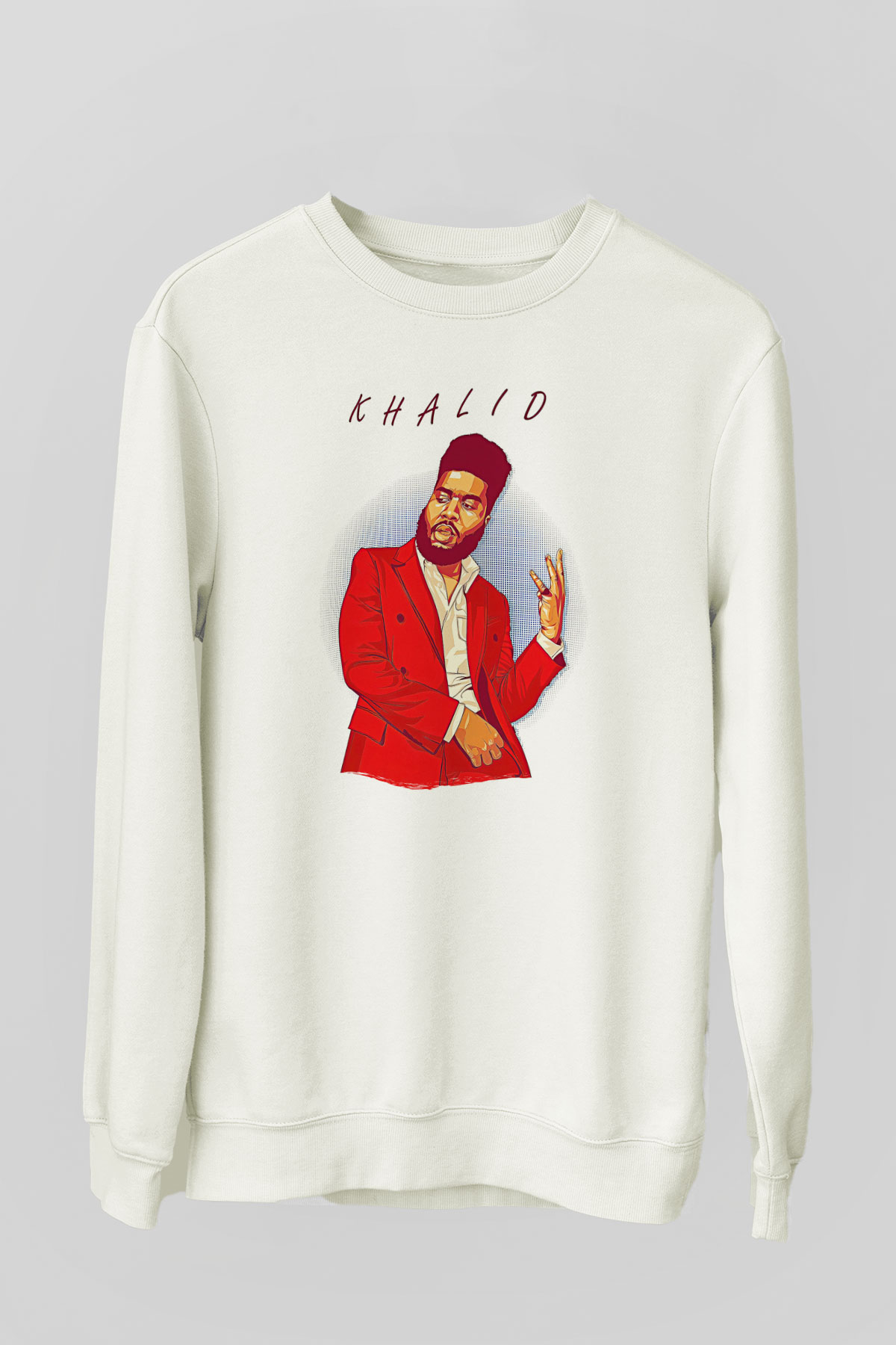 Khalid Baskılı Beyaz Unisex Sweatshirt