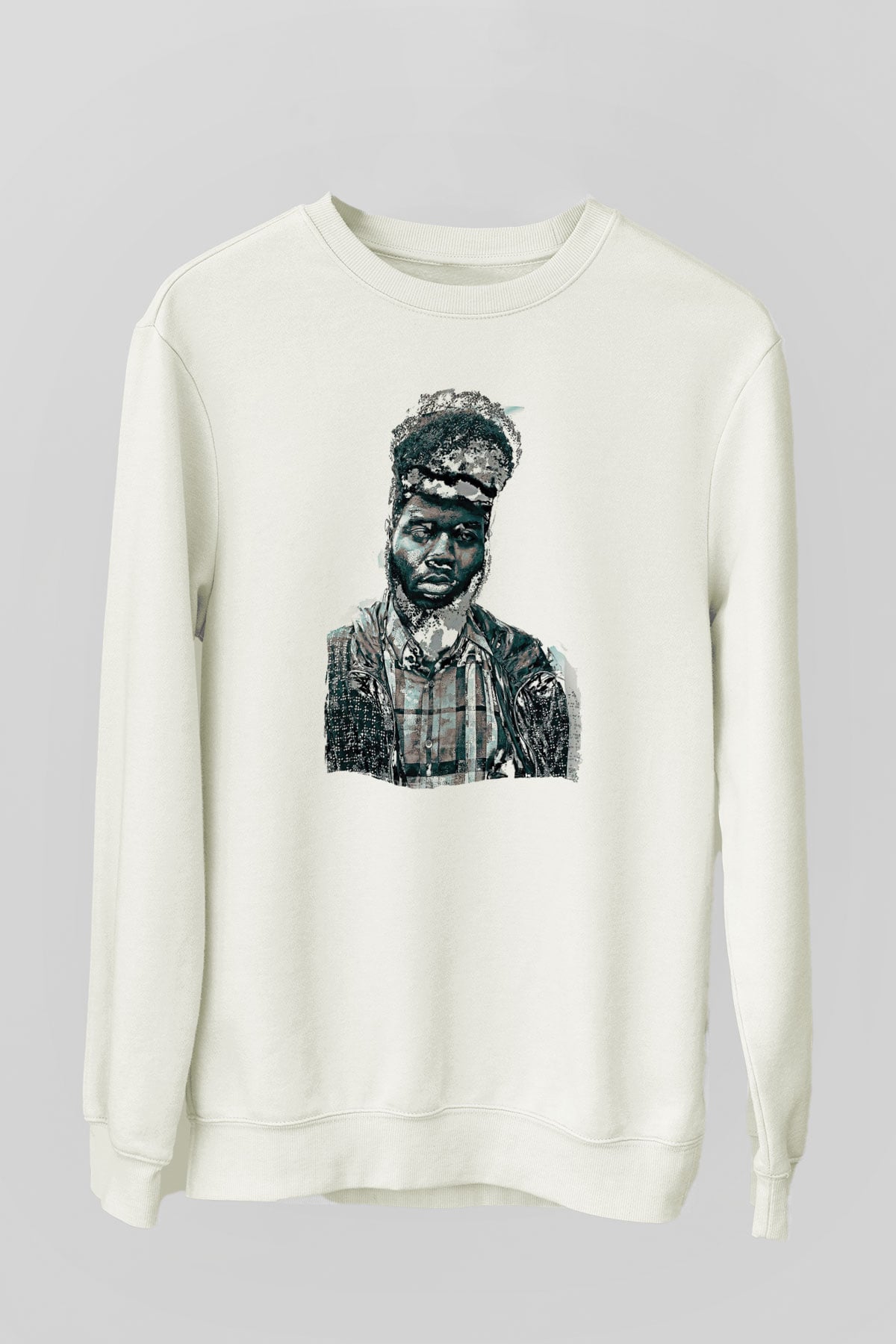 Khalid Baskılı Beyaz Unisex Sweatshirt