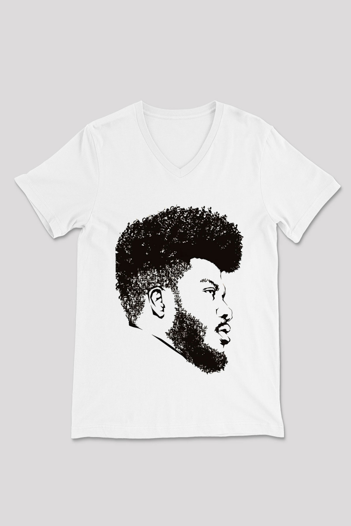 Khalid Baskılı Beyaz Unisex V Yaka Tişört - Tshirt