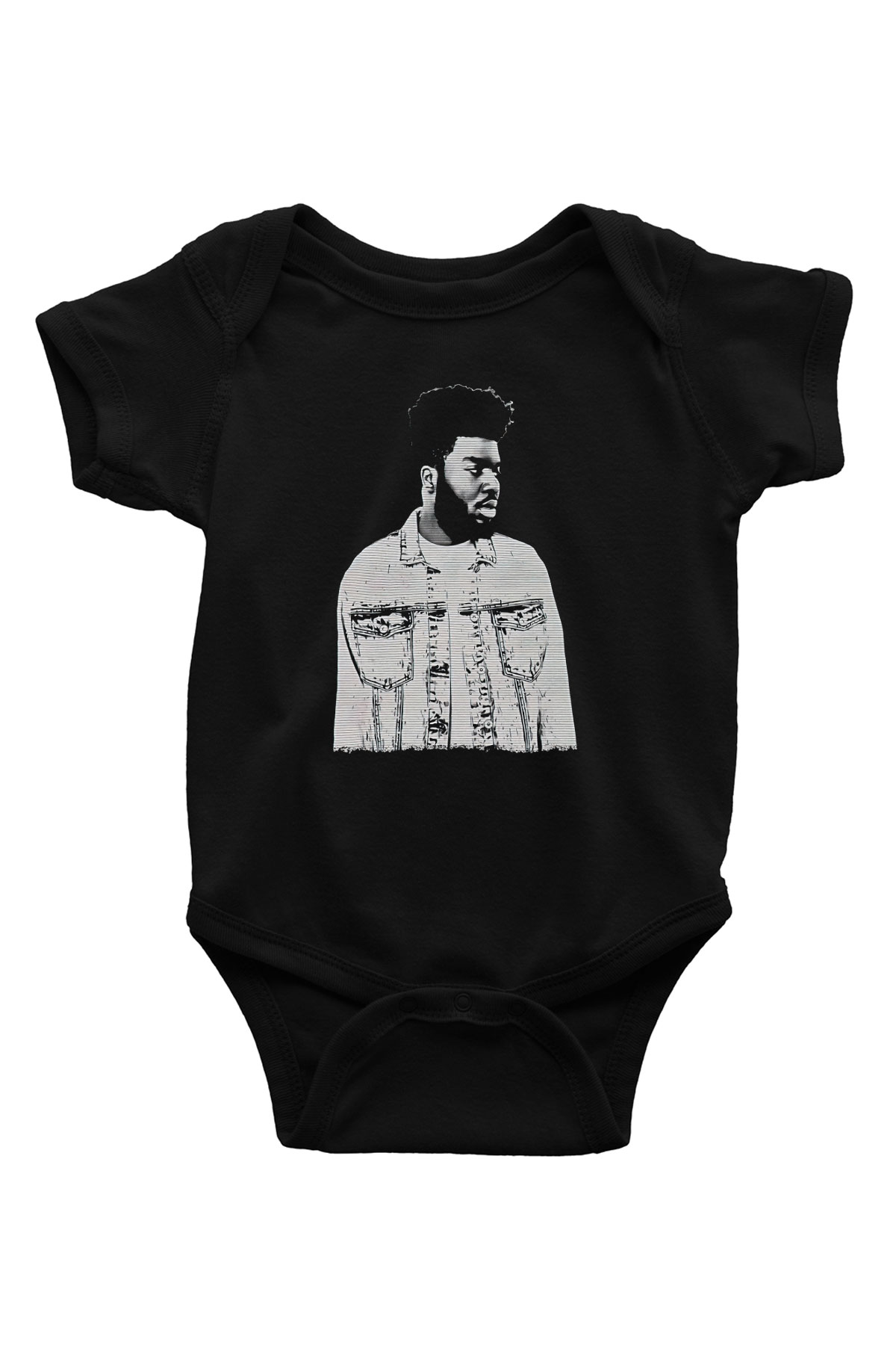 Khalid Baskılı Unisex Siyah Bebek Body - Zıbın