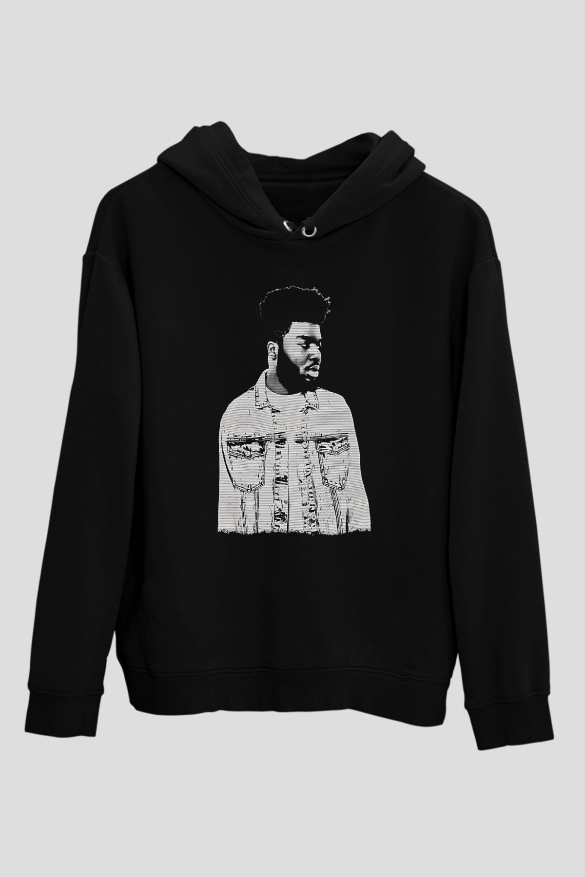 Khalid Baskılı Unisex Siyah Hoodie