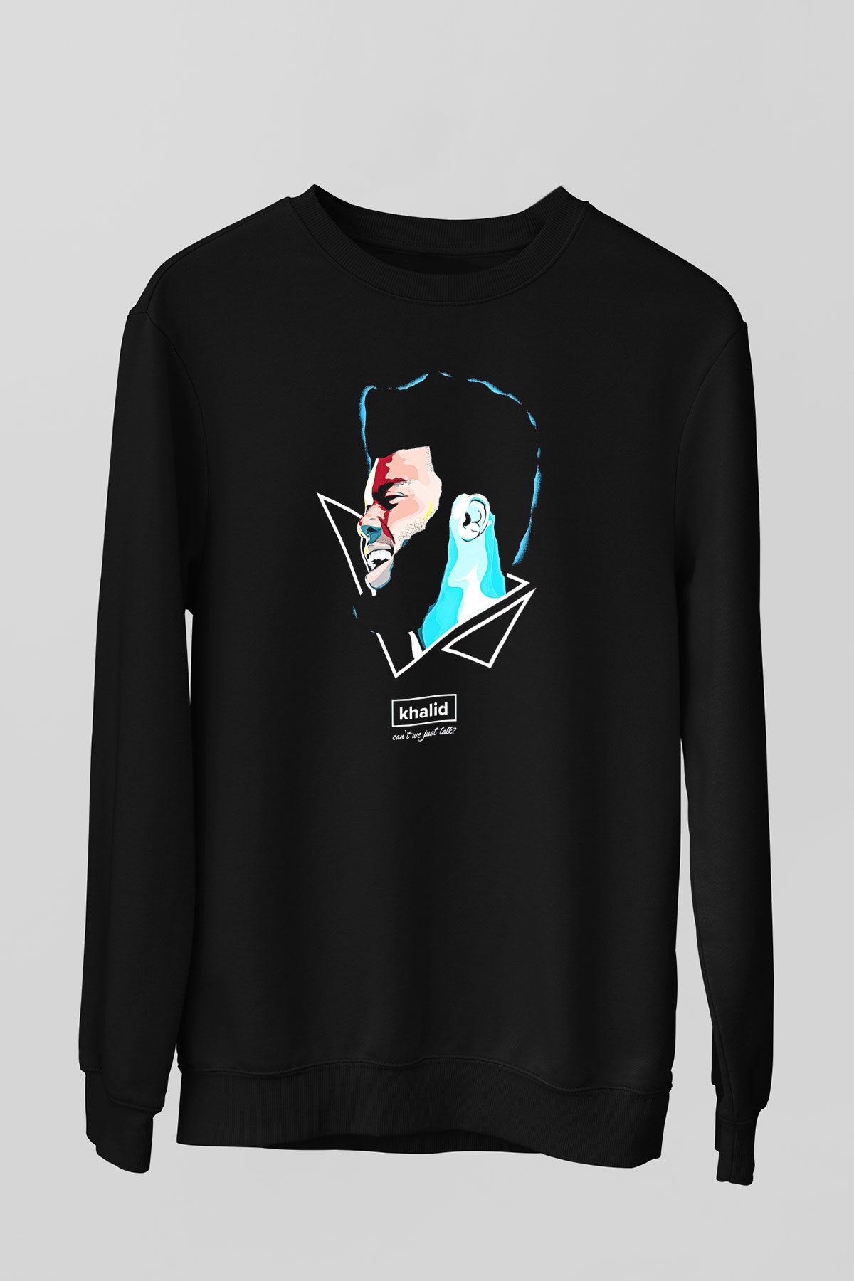 Khalid Baskılı Unisex Siyah Sweatshirt