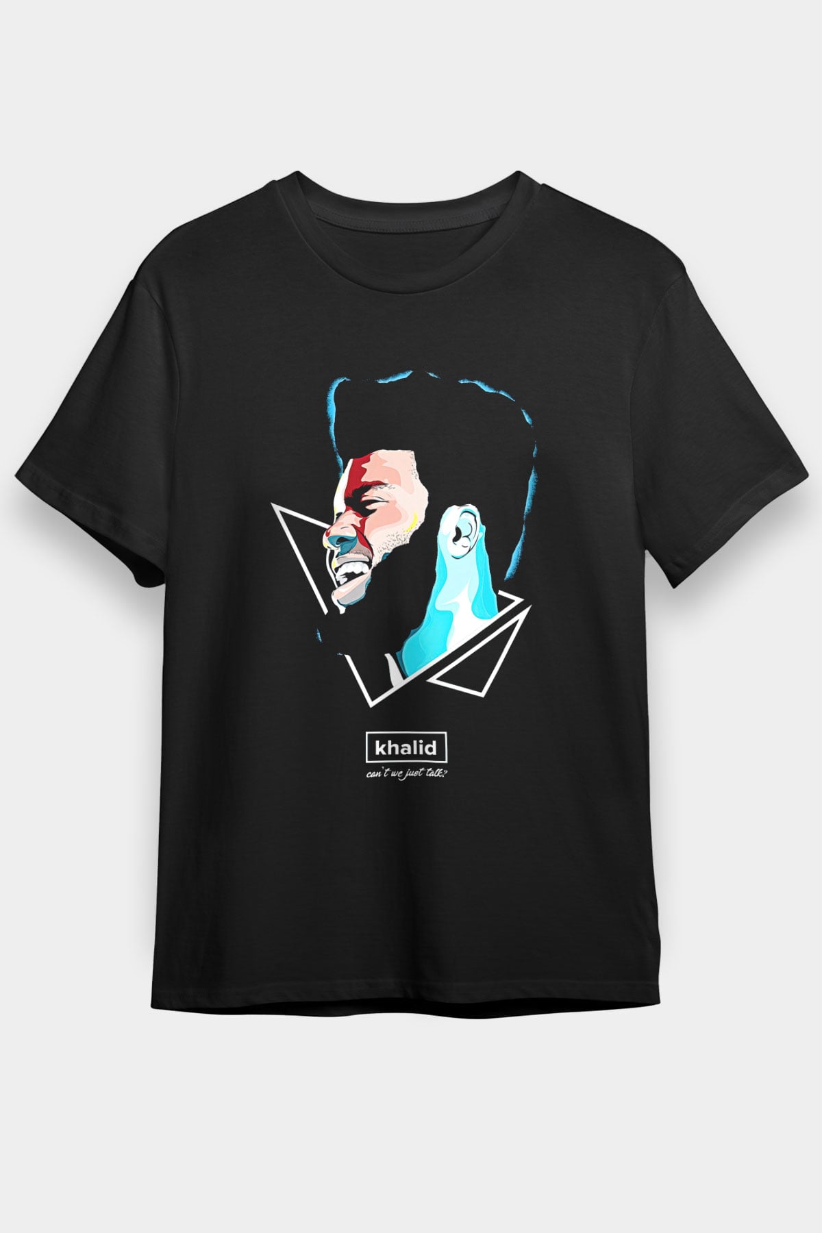 Khalid Baskılı Unisex Siyah Tişört - Tshirt