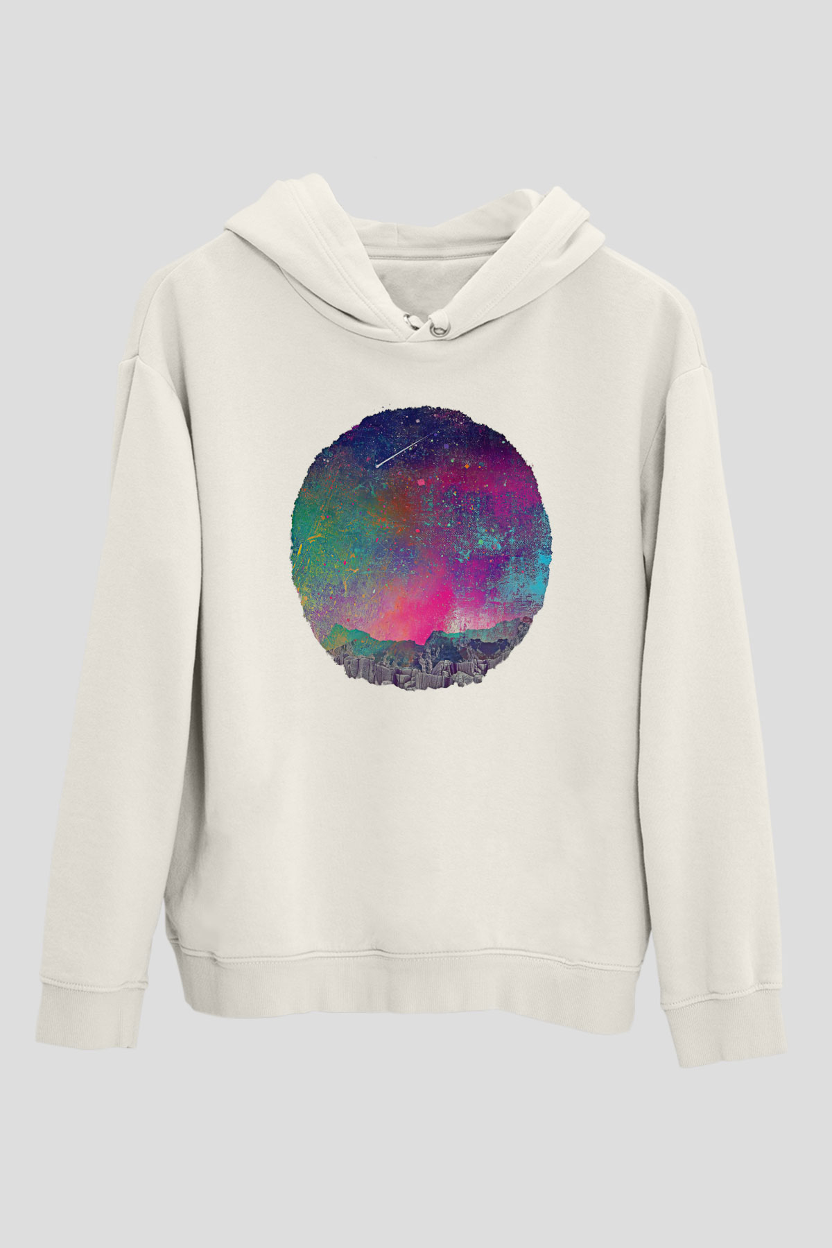 Khruanybin Baskılı Beyaz Unisex Kapüşonlu Sweatshirt