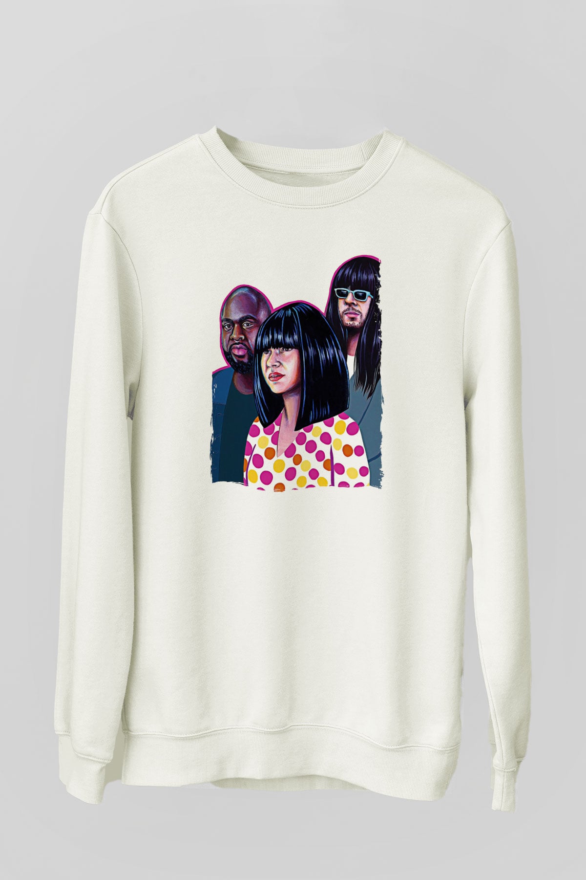 Khruanybin Baskılı Beyaz Unisex Sweatshirt