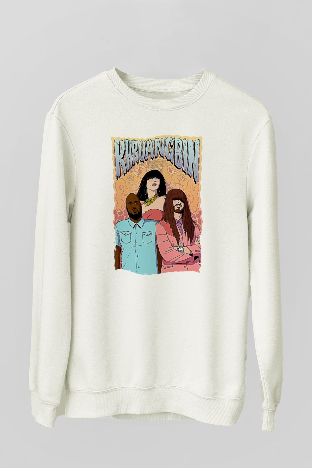 Khruanybin Baskılı Beyaz Unisex Sweatshirt