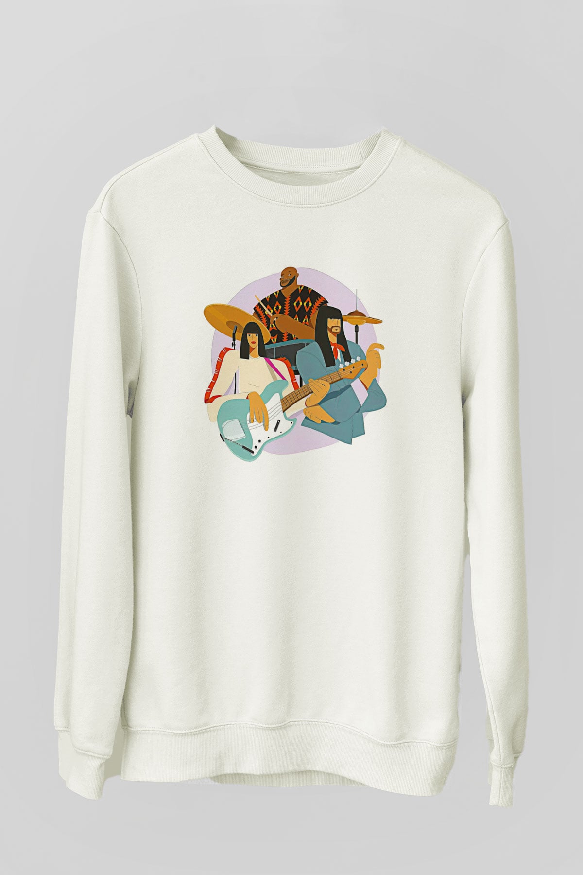 Khruanybin Baskılı Beyaz Unisex Sweatshirt