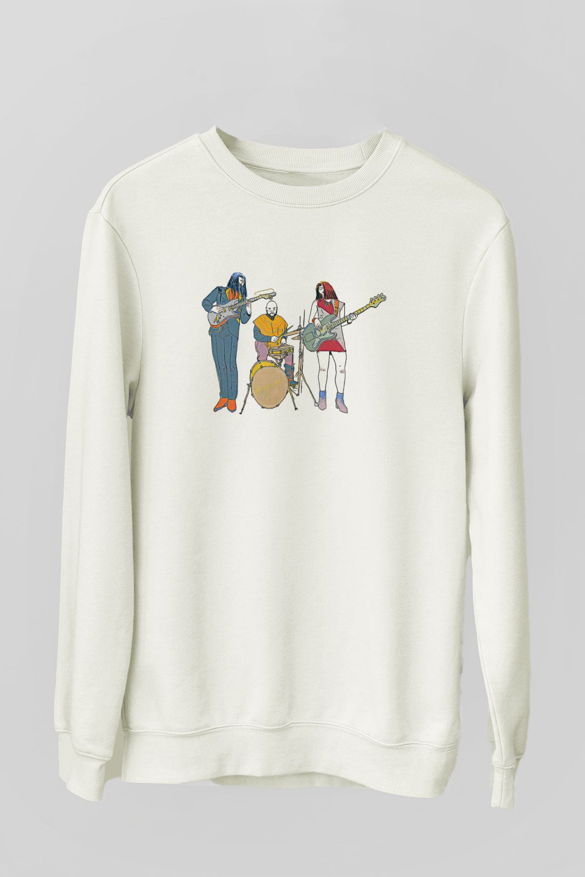 Khruanybin Baskılı Beyaz Unisex Sweatshirt