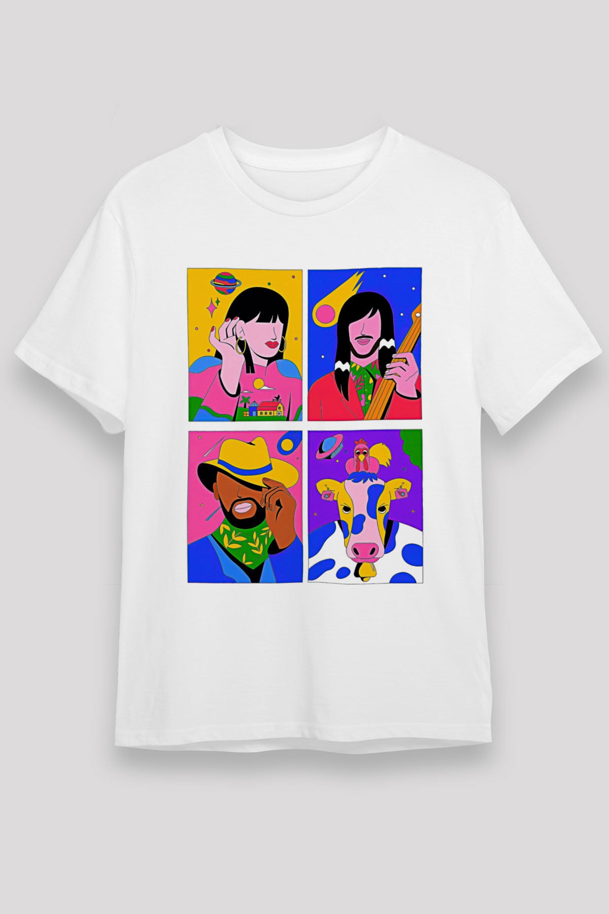 Khruanybin Baskılı Unisex Beyaz Tişört - Tshirt