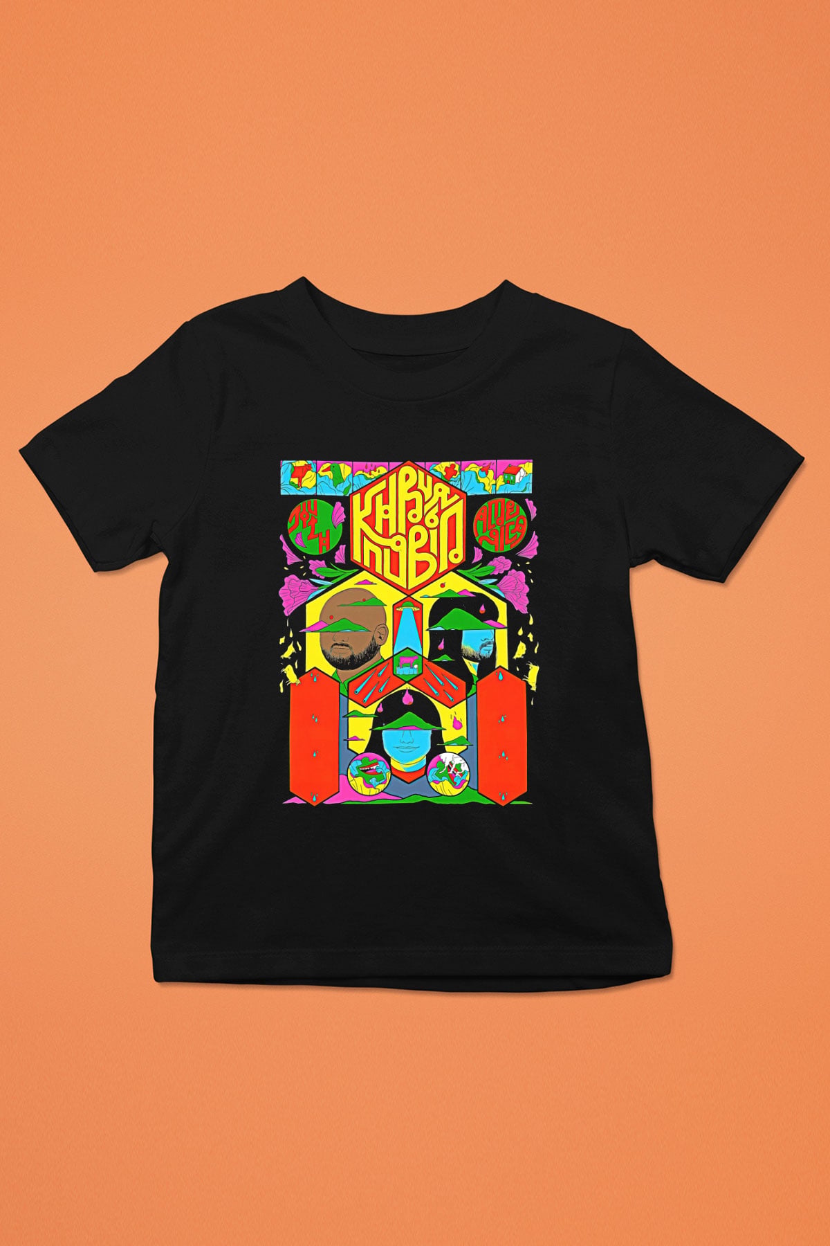 Khruanybin Baskılı Unisex Siyah Çocuk Tişört - Tshirt