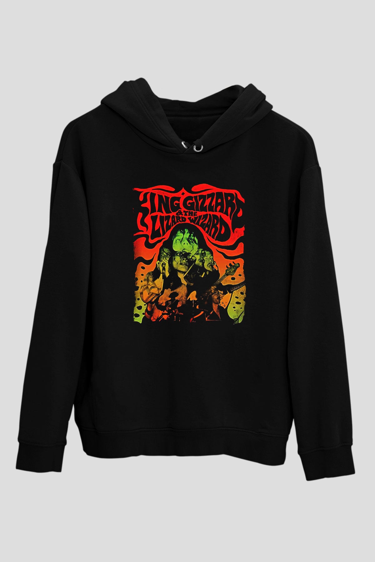 Khruanybin Baskılı Unisex Siyah Kapüşonlu Sweatshirt