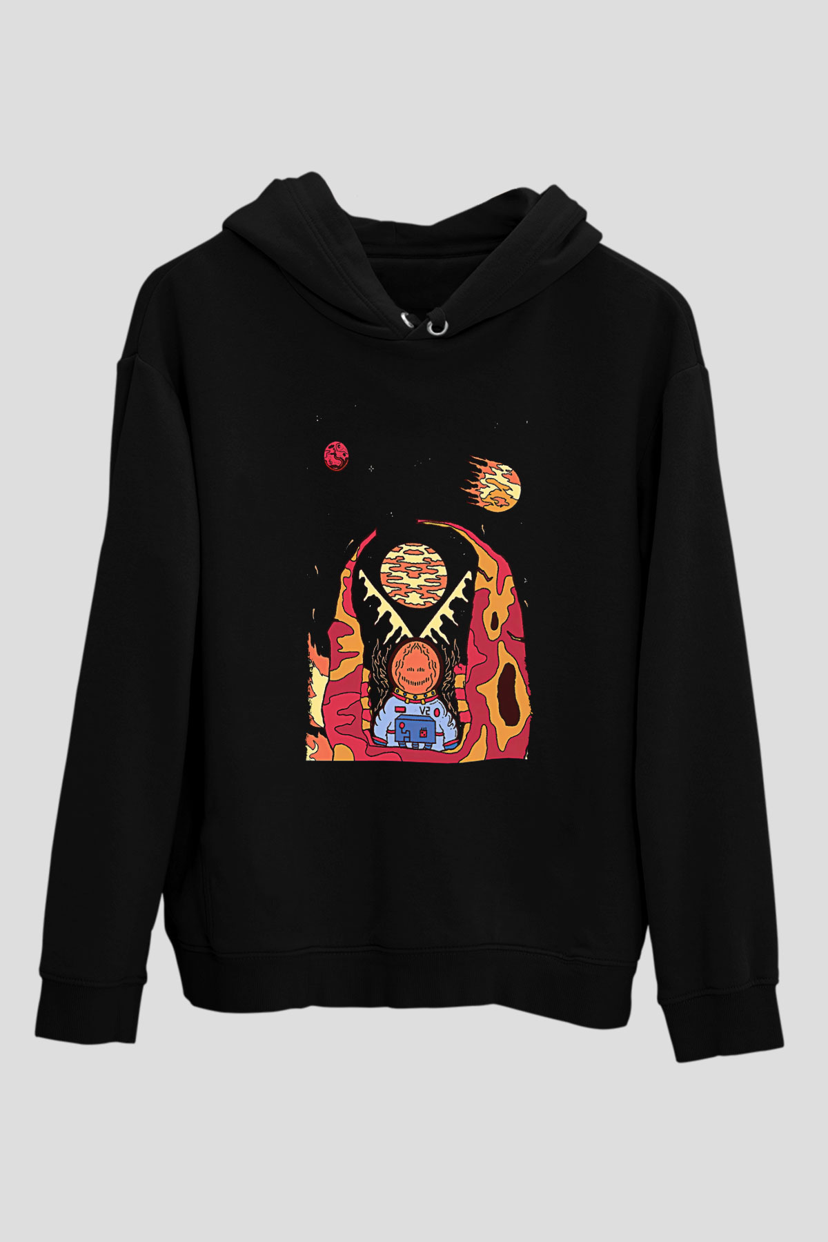 Khruanybin Baskılı Unisex Siyah Kapüşonlu Sweatshirt