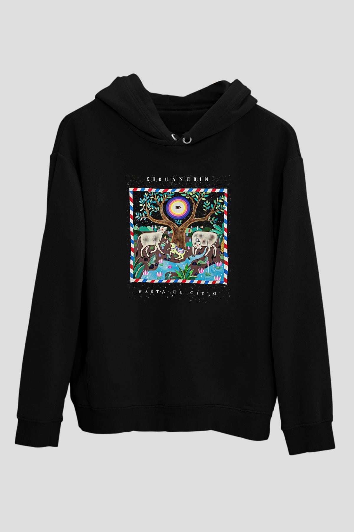 Khruanybin Baskılı Unisex Siyah Kapüşonlu Sweatshirt