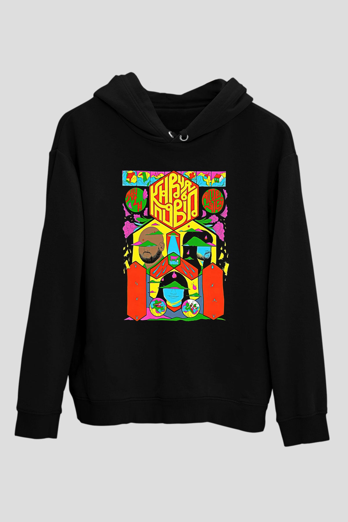Khruanybin Baskılı Unisex Siyah Kapüşonlu Sweatshirt