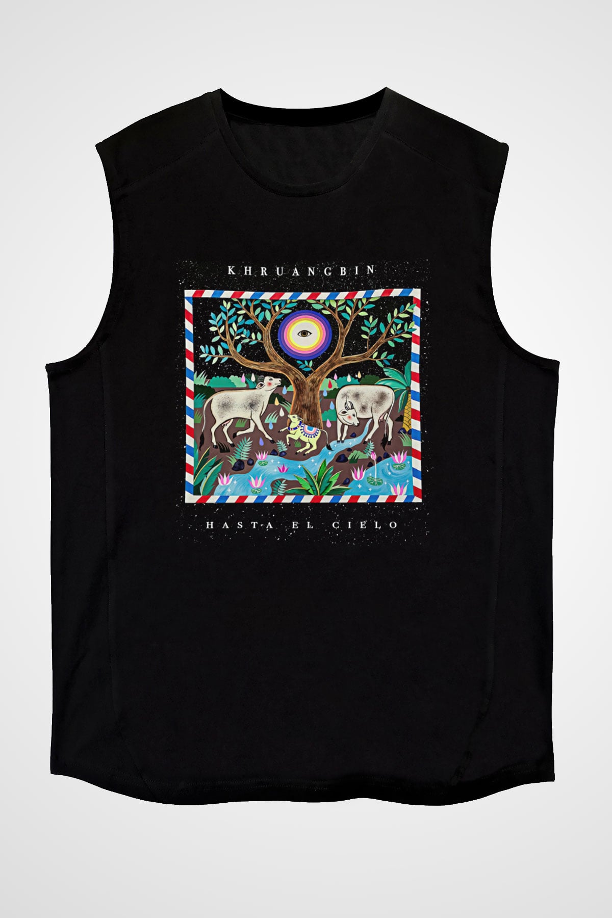 Khruanybin Baskılı Unisex Siyah Kolsuz Tişört - Tshirt