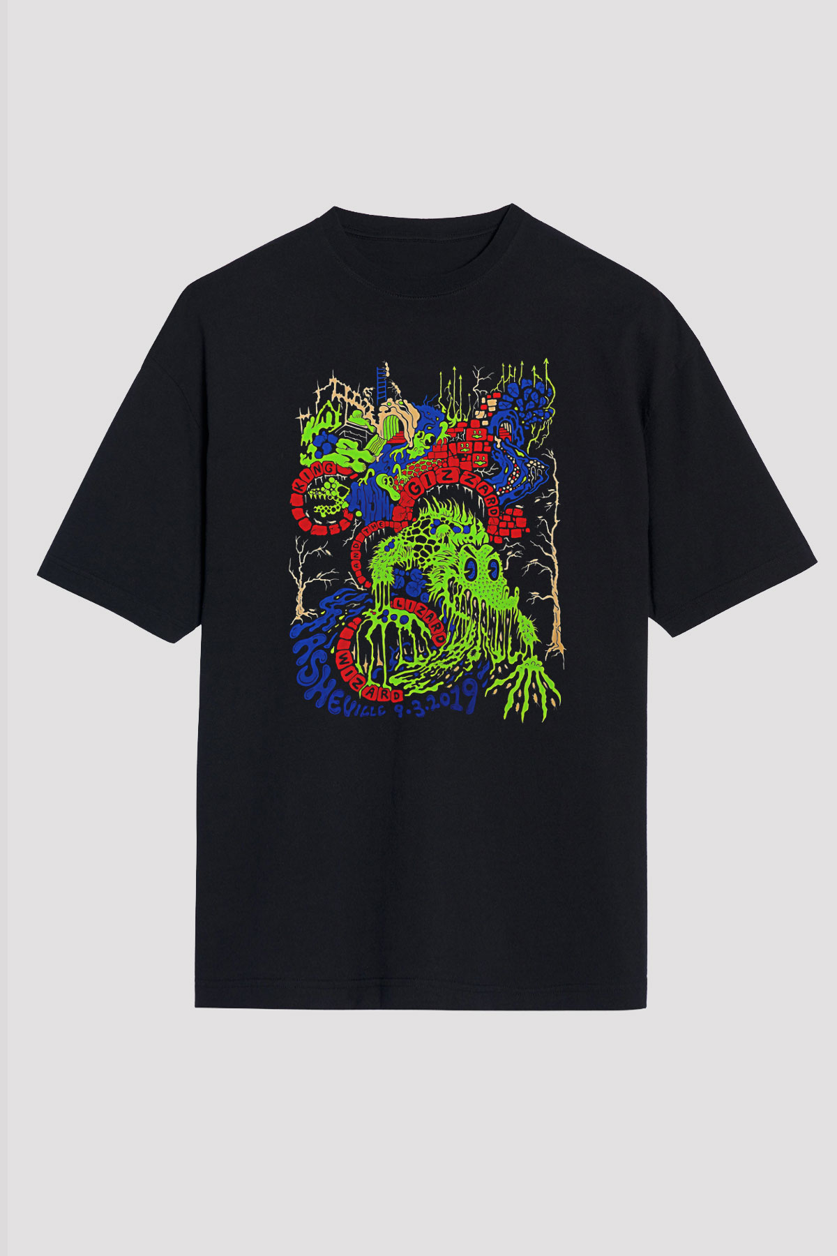 Khruanybin Baskılı Unisex Siyah Oversize Tişört - Tshirt