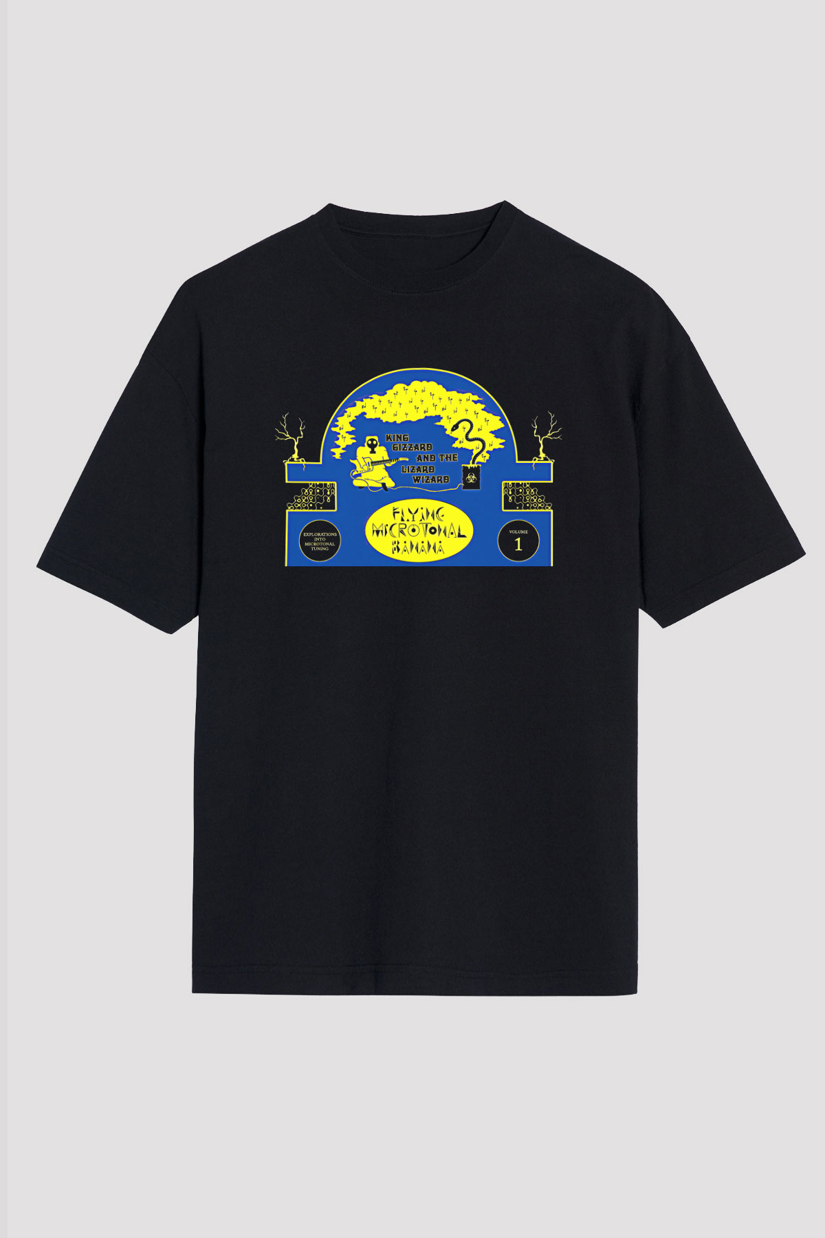 Khruanybin Baskılı Unisex Siyah Oversize Tişört - Tshirt
