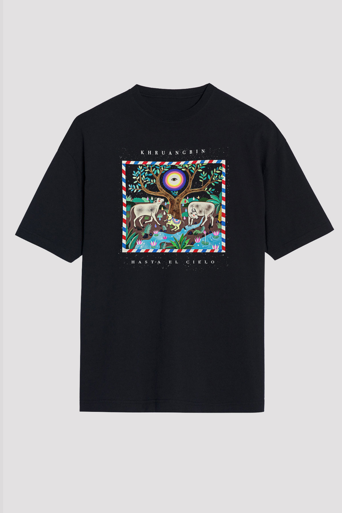 Khruanybin Baskılı Unisex Siyah Oversize Tişört - Tshirt