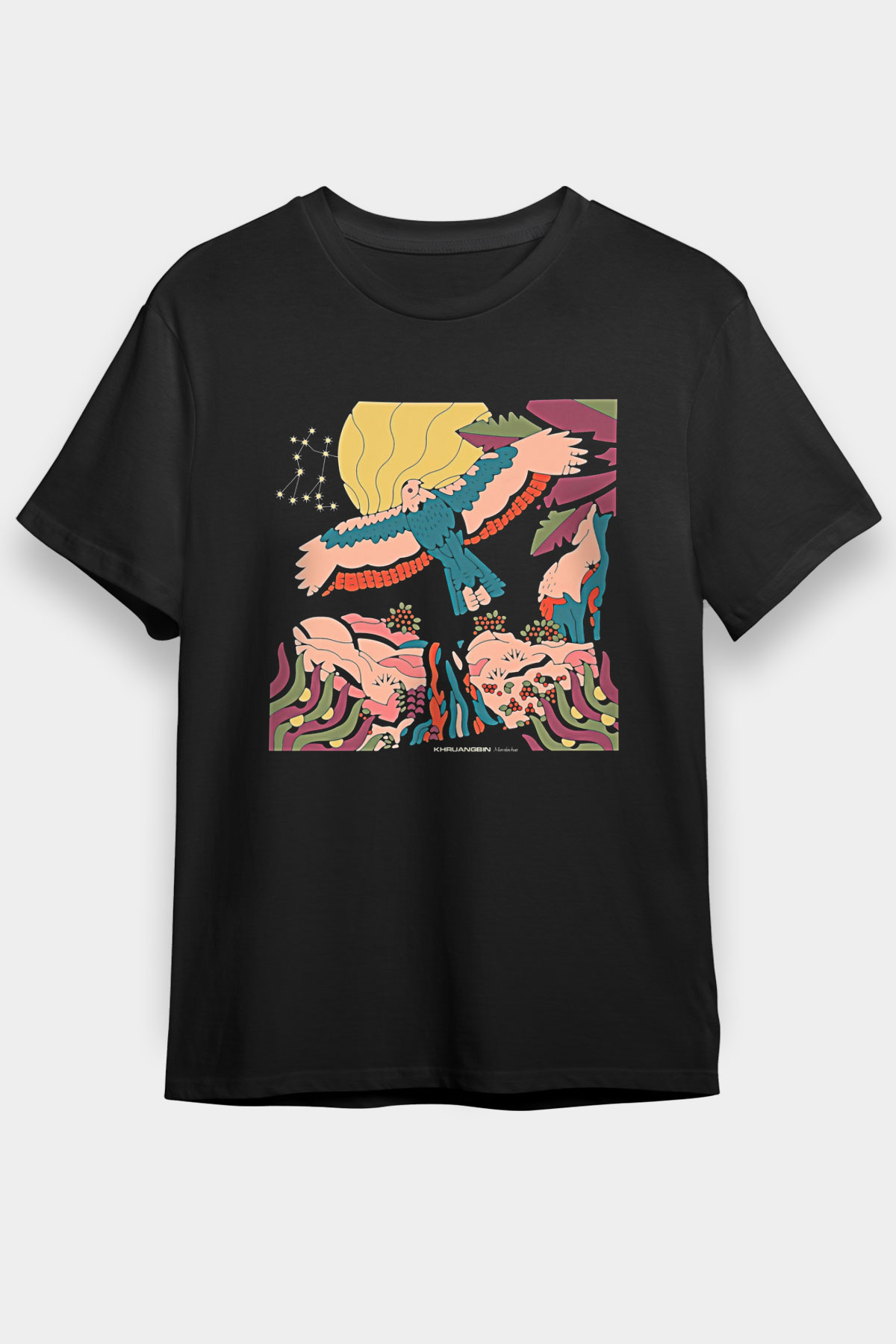 Khruanybin Baskılı Unisex Siyah Tişört - Tshirt