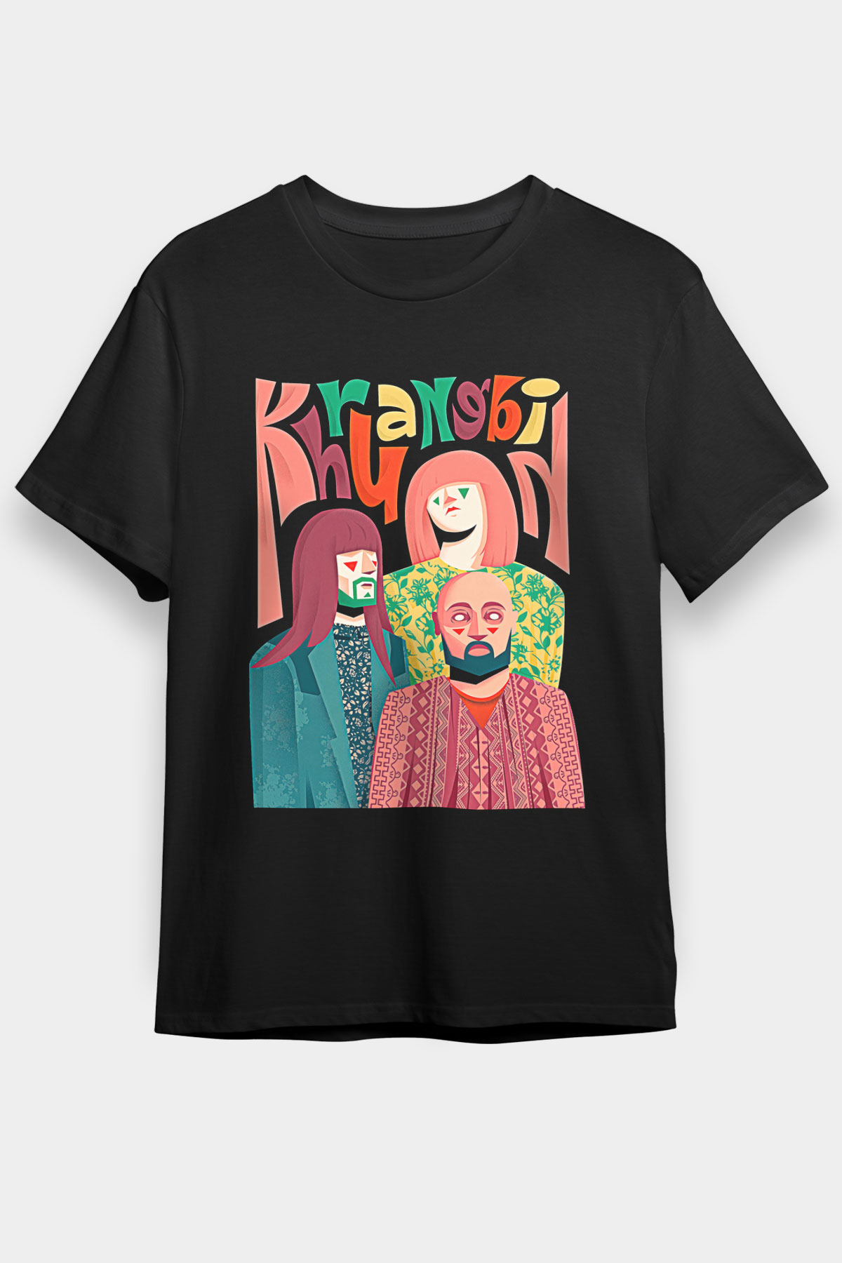 Khruanybin Baskılı Unisex Siyah Tişört - Tshirt