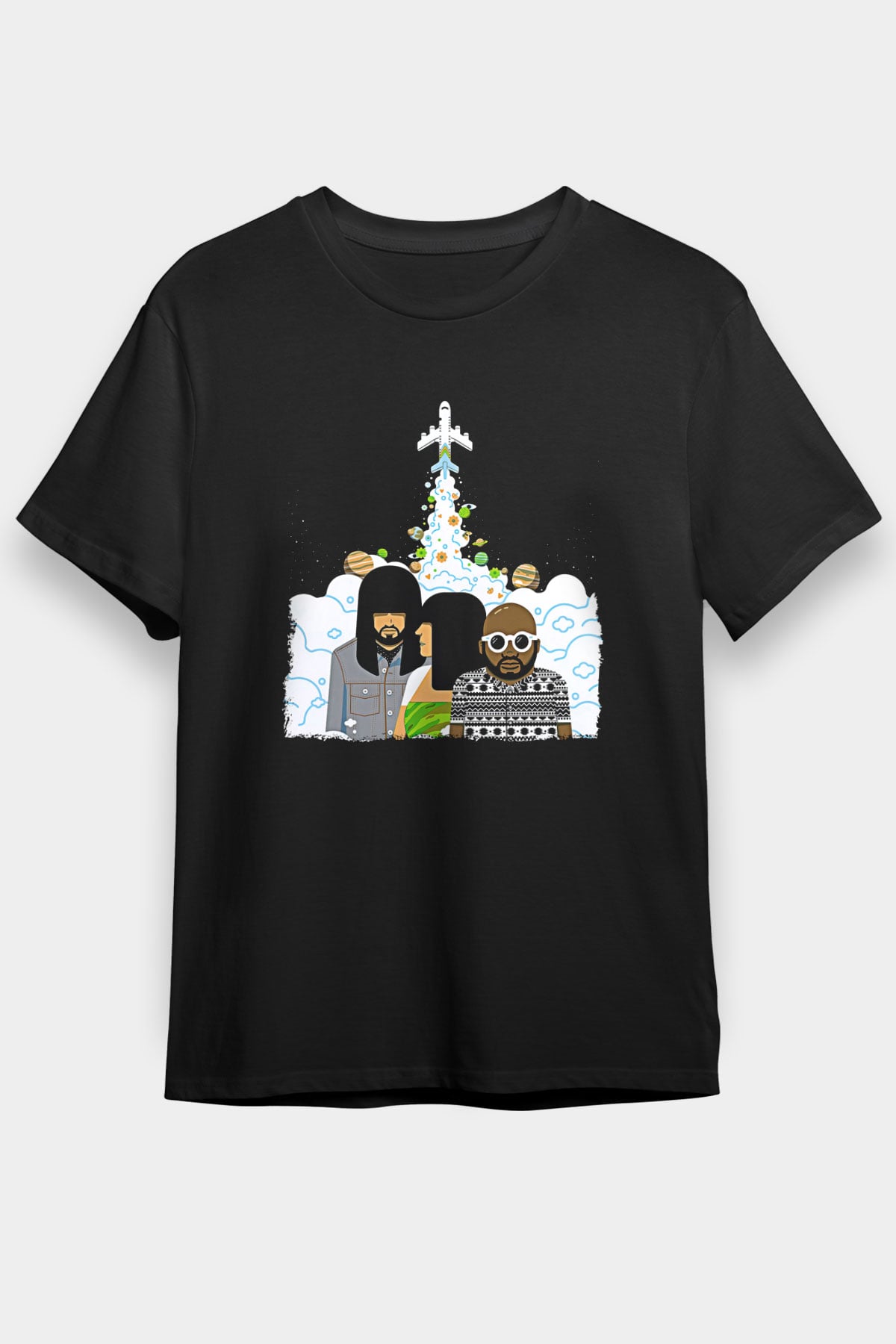 Khruanybin Baskılı Unisex Siyah Tişört - Tshirt