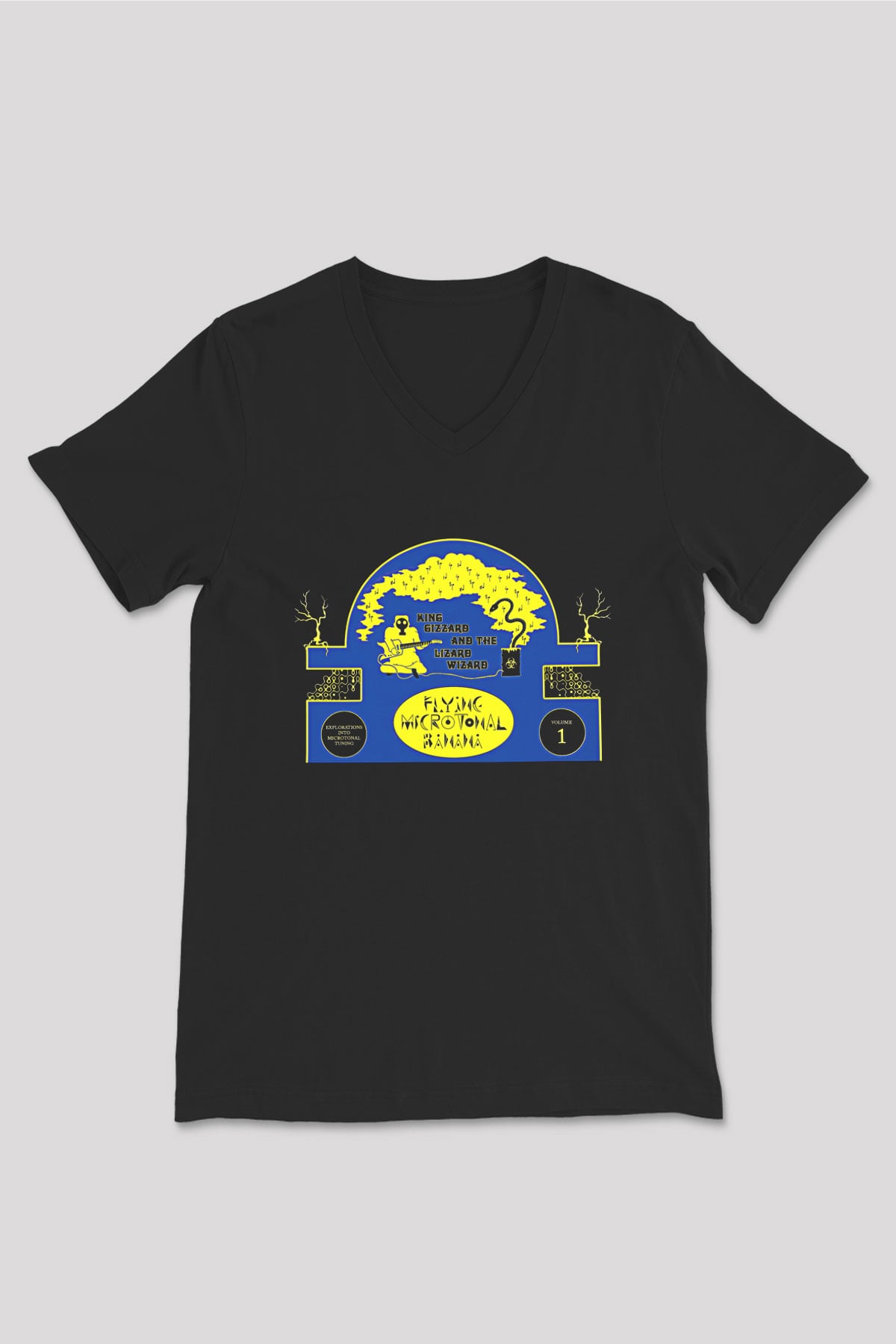 Khruanybin Baskılı Unisex Siyah V Yaka Tişört - Tshirt