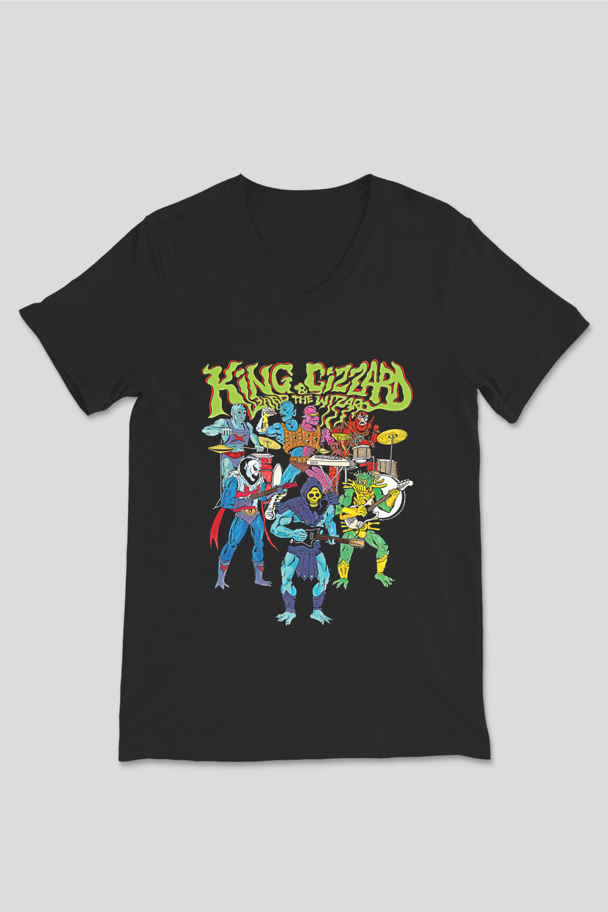 Khruanybin Baskılı Unisex Siyah V Yaka Tişört - Tshirt