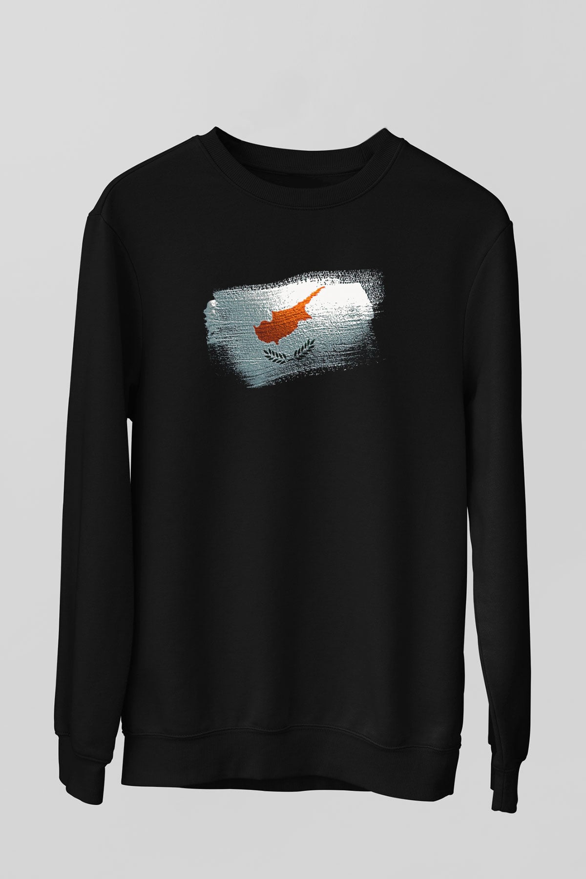 Kıbrıs - Cyprus Bayrağı Baskılı Unisex Siyah Sweatshirt