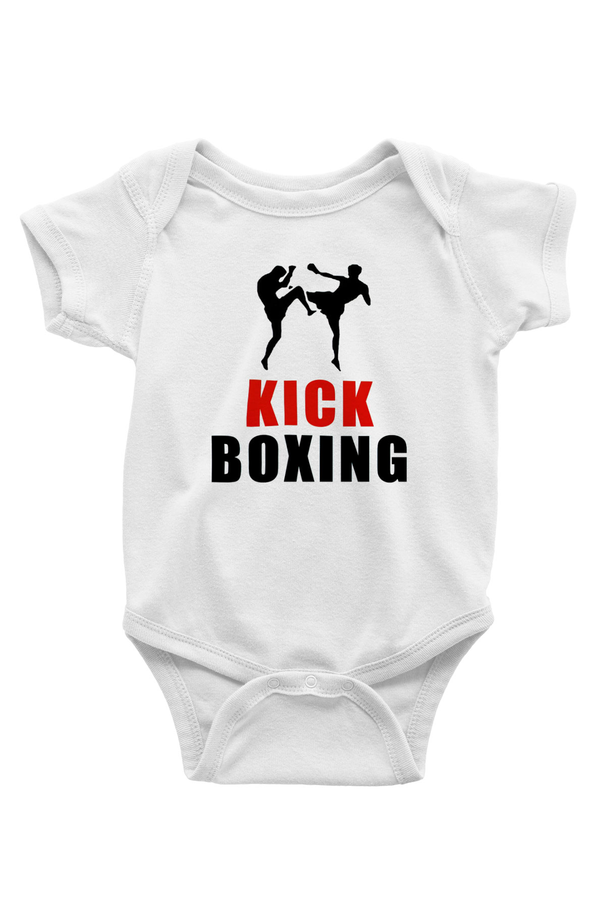 Kick boks Baskılı Beyaz Unisex Bebek Body - Zıbın