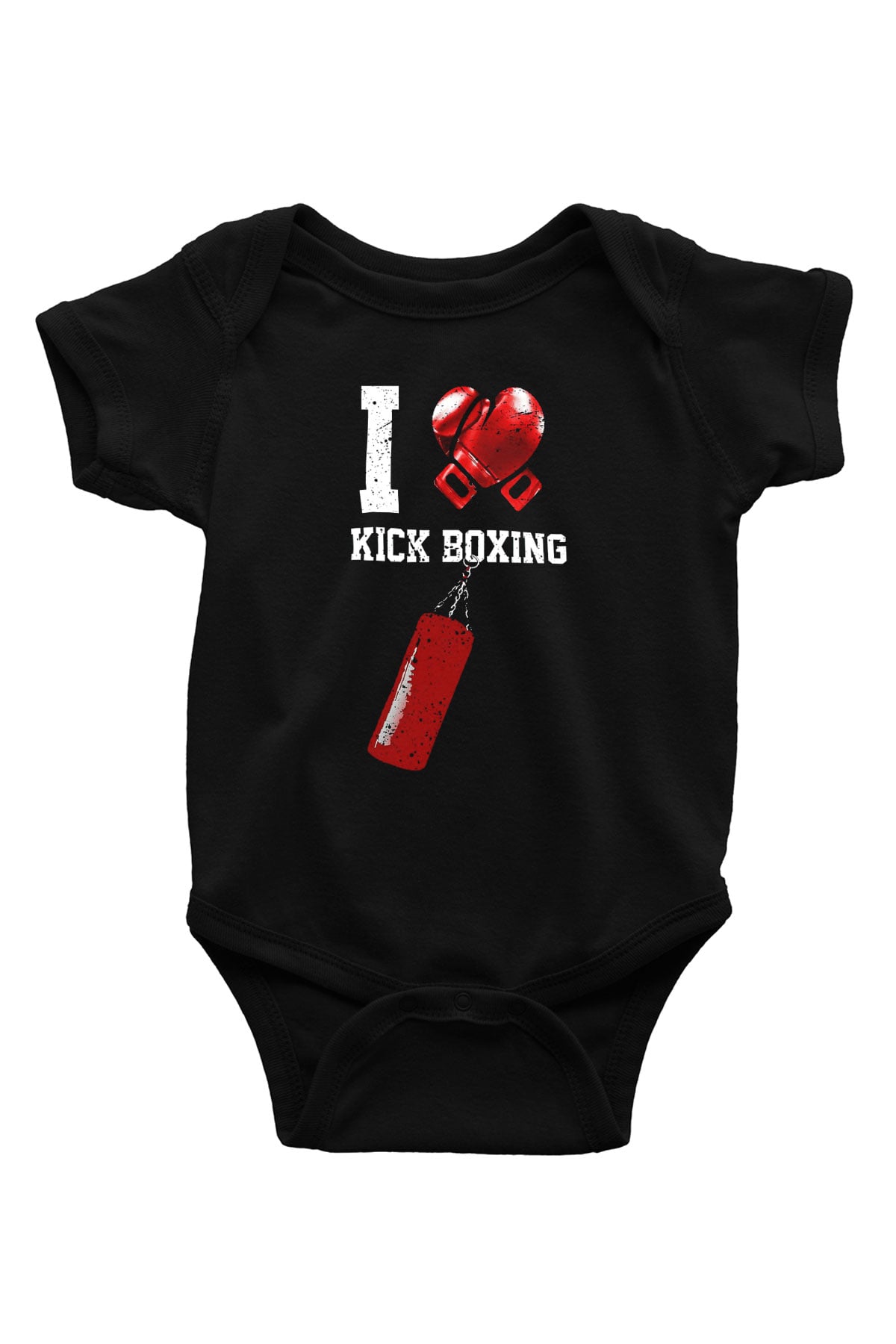 Kick boks Baskılı Siyah Bebek Body - Zıbın