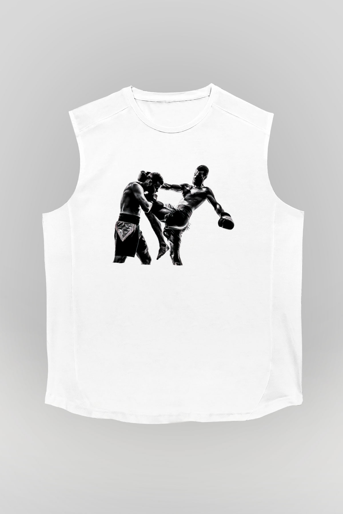 Kick boks Beyaz Unisex Kolsuz Tişört
