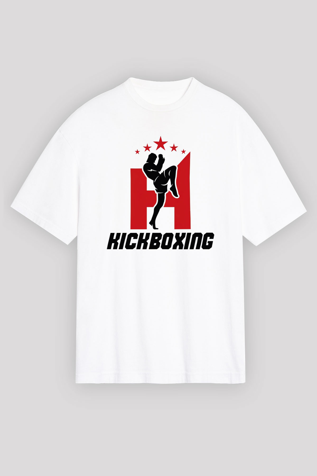 Kick boks Beyaz Unisex Oversize Tişört T-Shirt