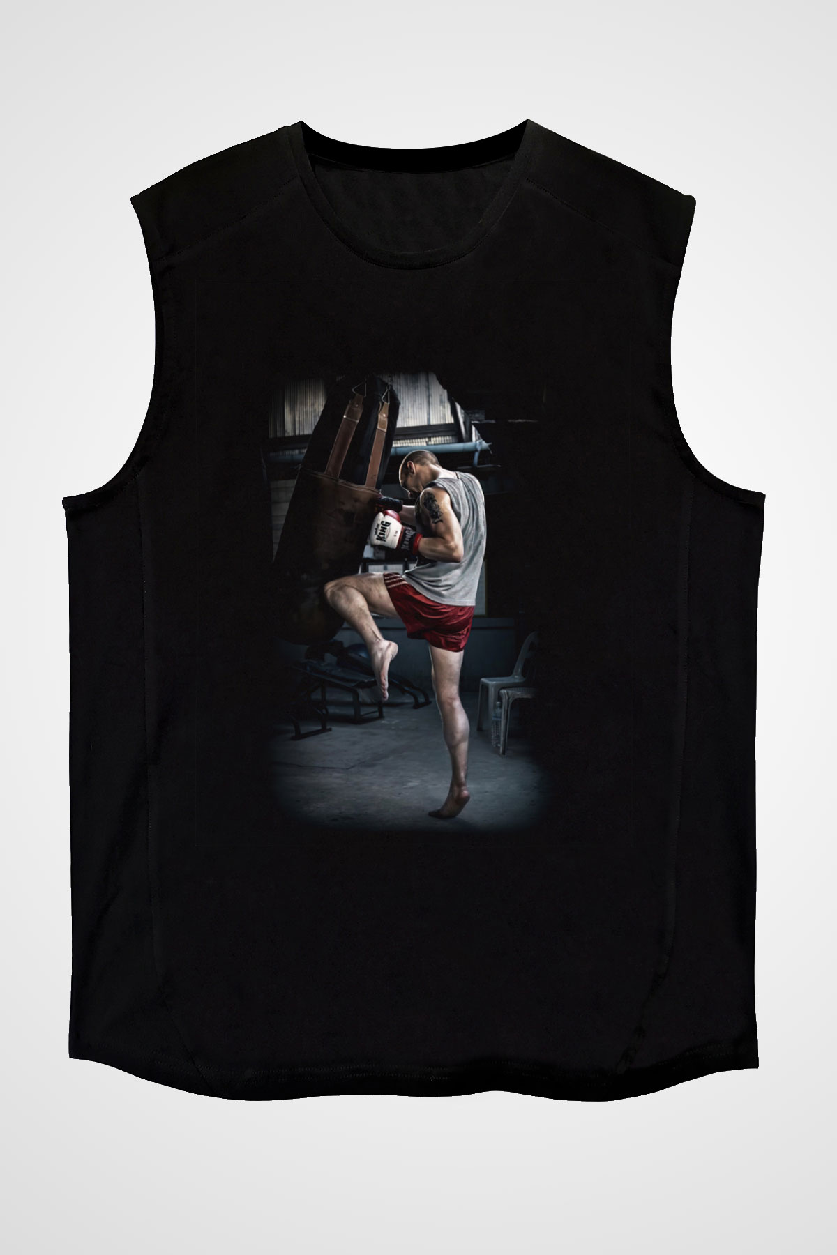 Kick boks Siyah Unisex Kolsuz Tişört