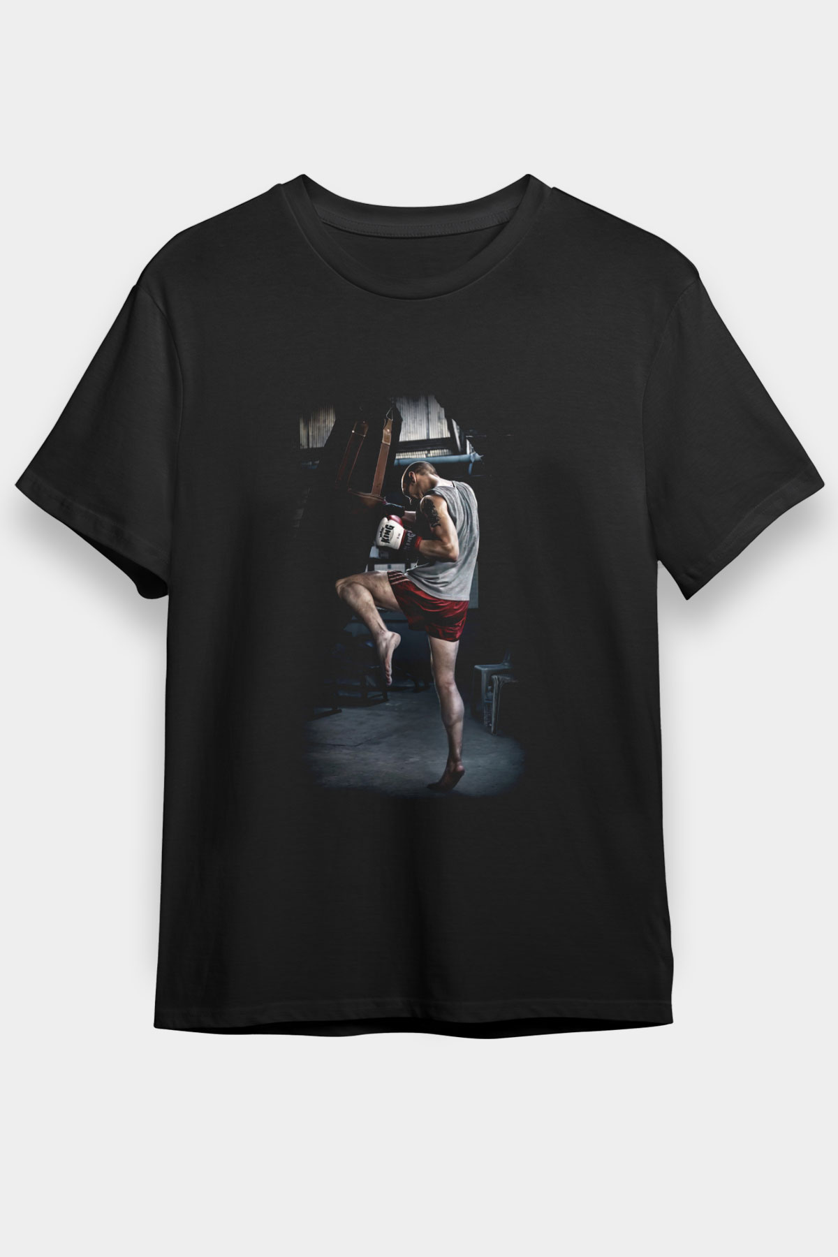 Kick boks Siyah Unisex Tişört T-Shirt - TişörtFabrikası