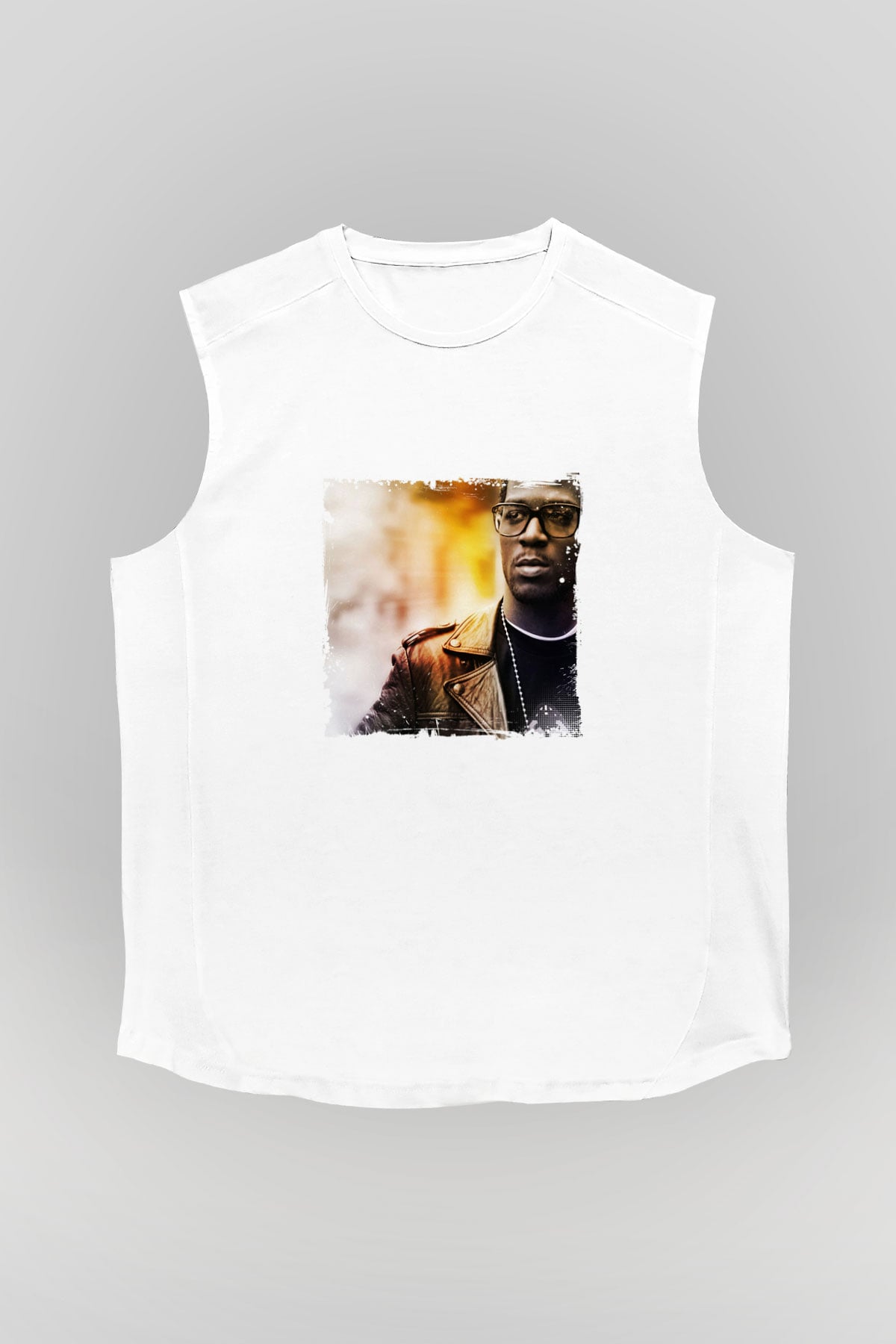Kid Cudi Baskılı Unisex Beyaz Kolsuz Tişört