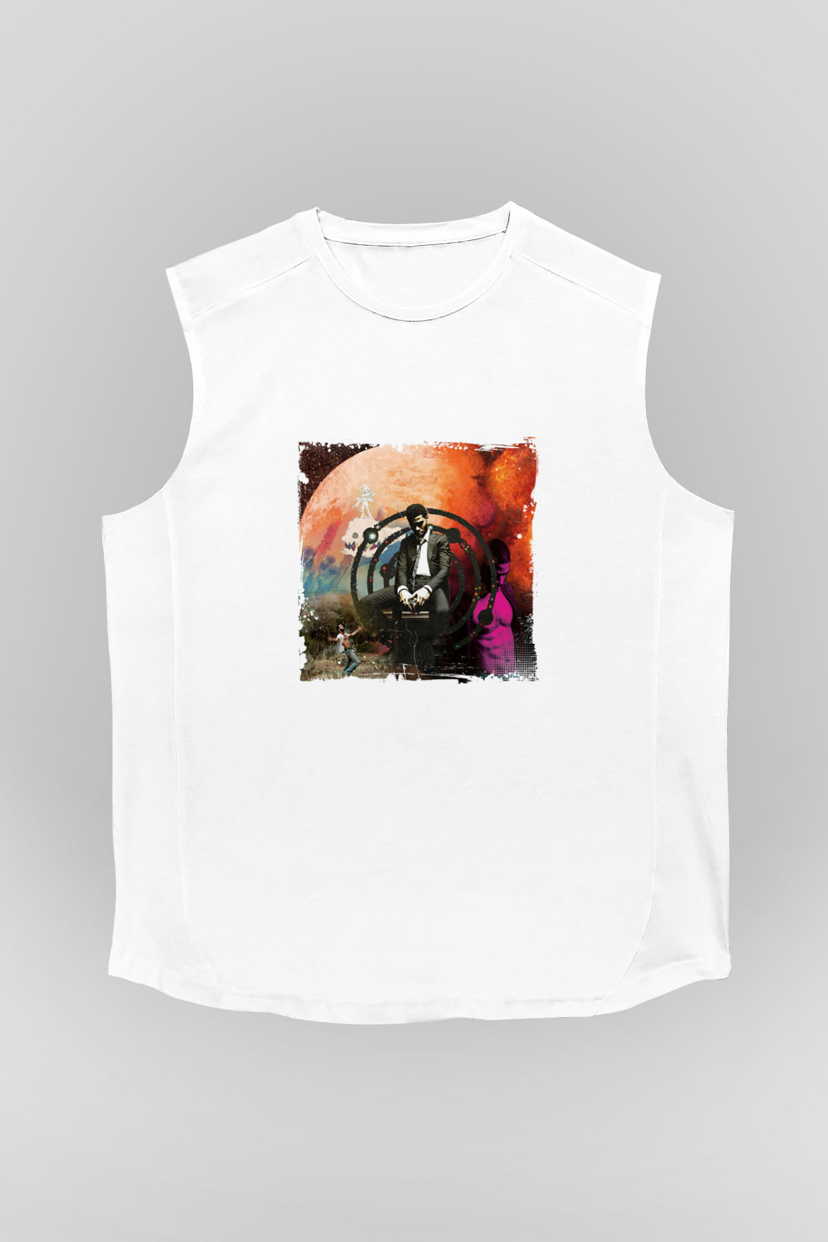 Kid Cudi Baskılı Unisex Beyaz Kolsuz Tişört