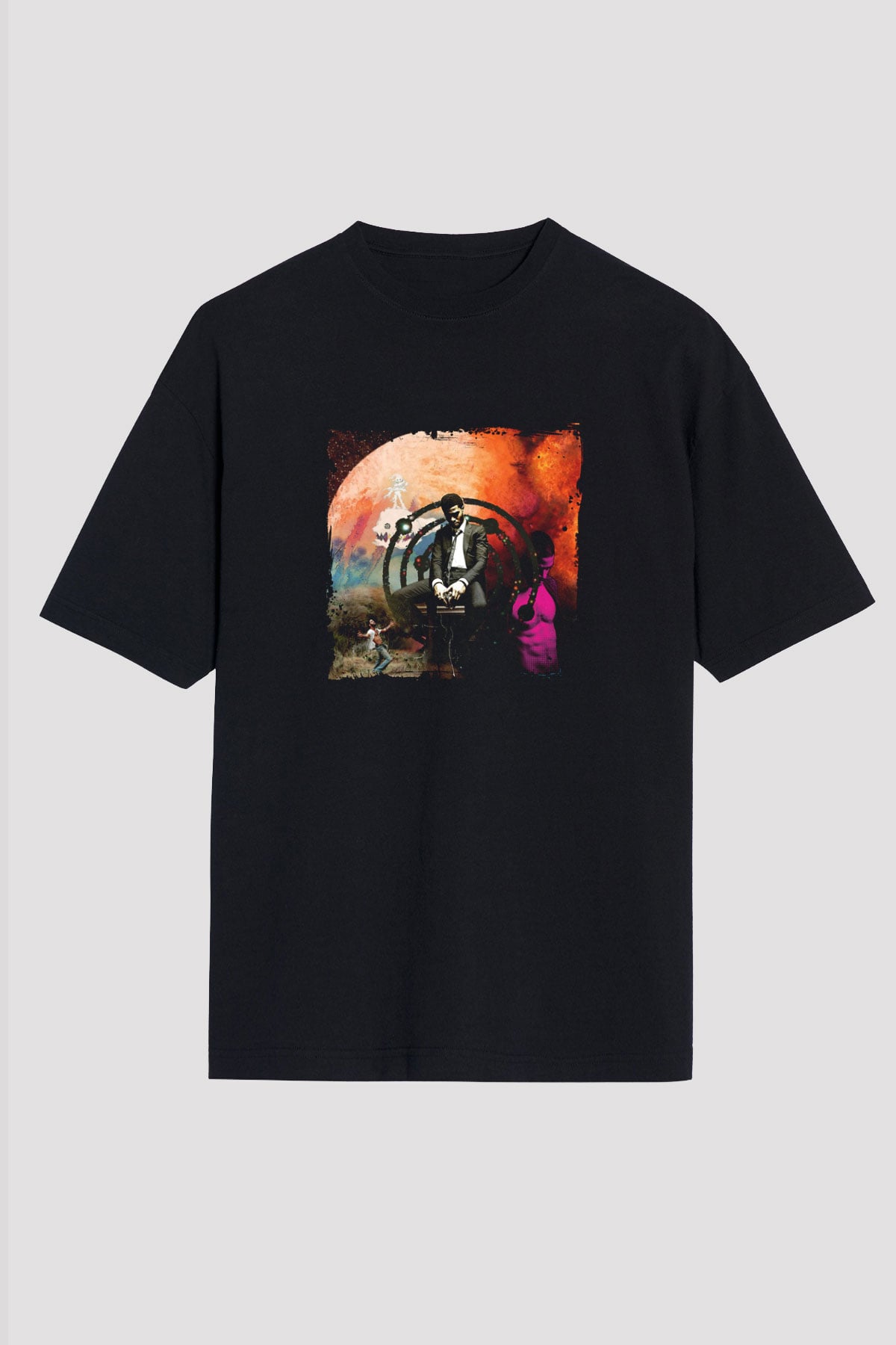 Kid Cudi Baskılı Unisex Oversize Siyah Tişört
