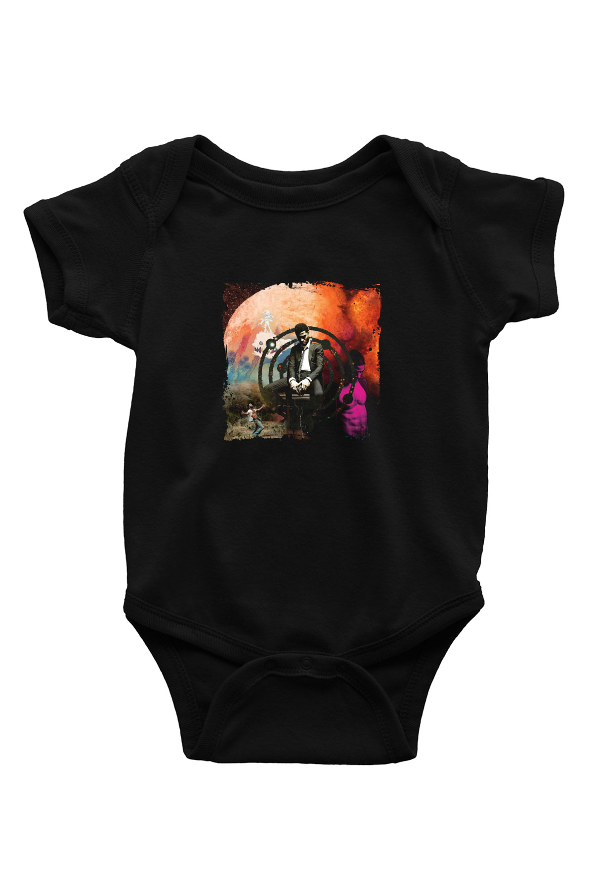 Kid Cudi Baskılı Unisex Siyah Bebek Body - Zıbın
