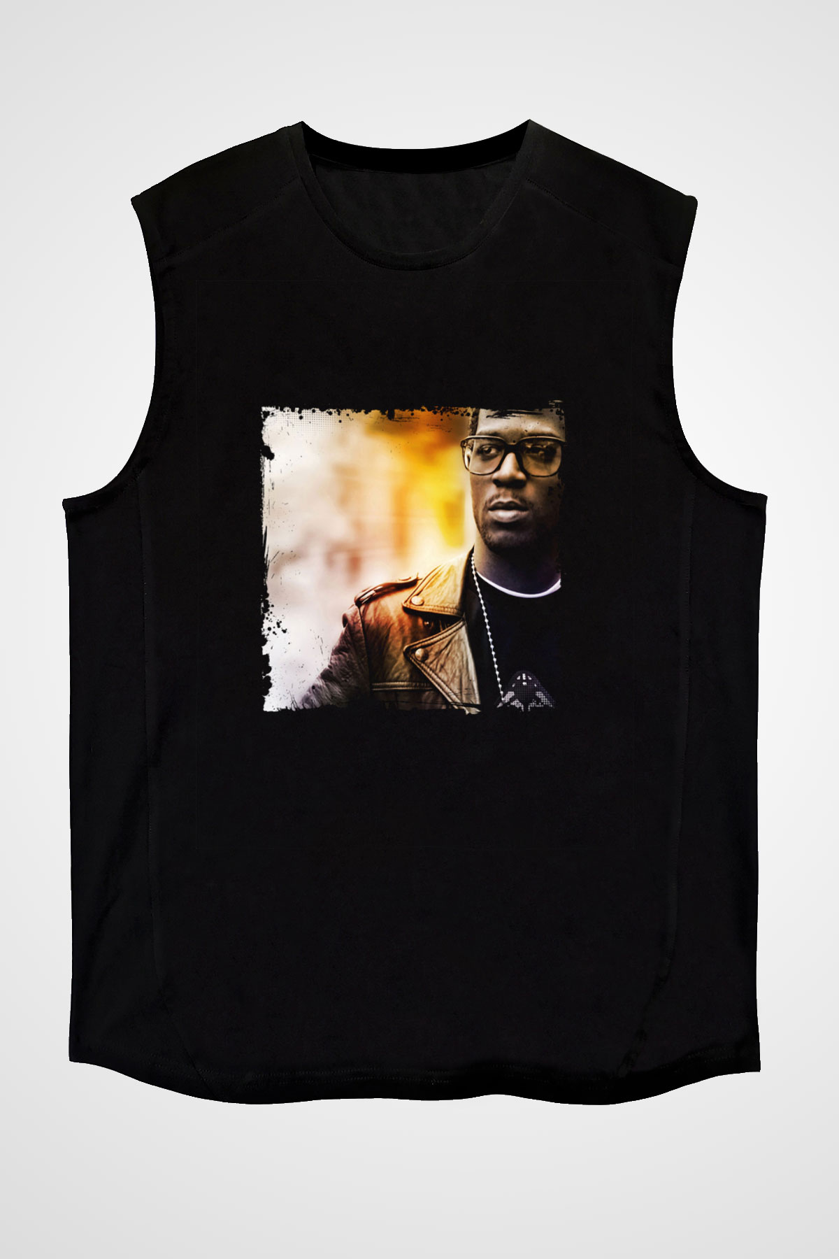 Kid Cudi Baskılı Unisex Siyah Kolsuz Tişört