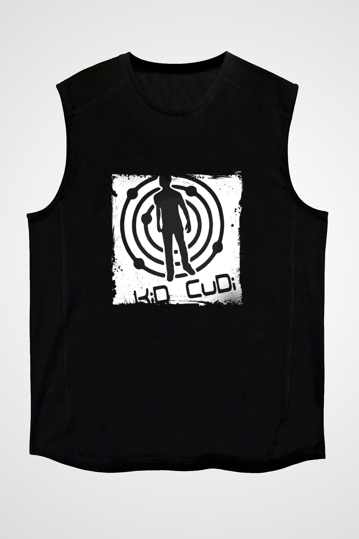 Kid Cudi Baskılı Unisex Siyah Kolsuz Tişört